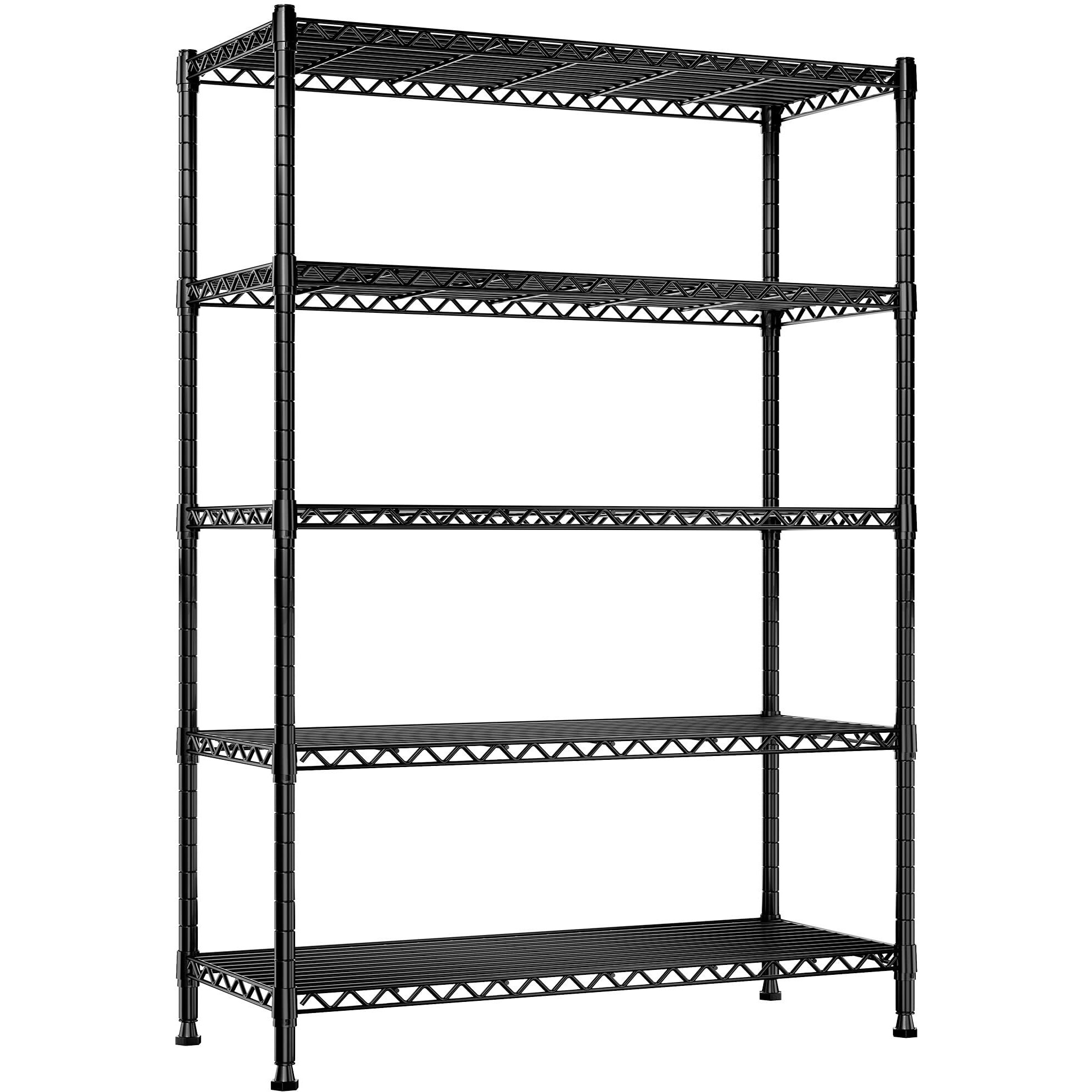 Reibii 5-Shelf Wire Shelving,Storage Shelves Metal Shelves For Storage,71H Adjustable Garage Shelving Heavy Duty Storage Rack Pantry Shelf Kitchen Shelving,71H X35.4W X13.7D