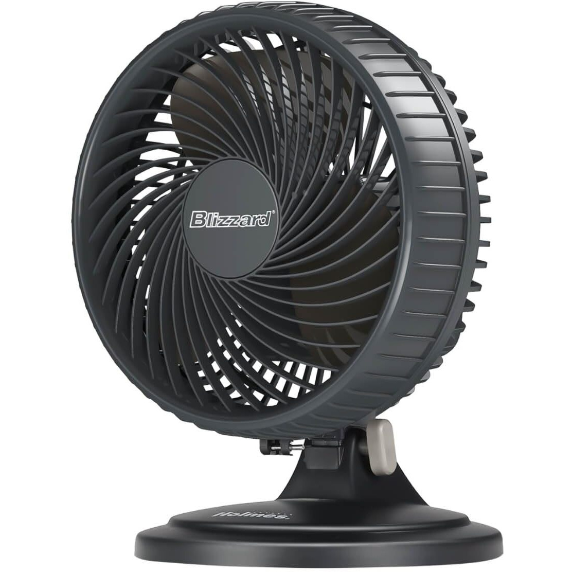 Holmes Blizzard 7"" Table Fan, 2 Speeds, 3 Blades, 85 Oscillation, 20 Adjustable Head, Home, Bedroom And Office, Charcoal Matte