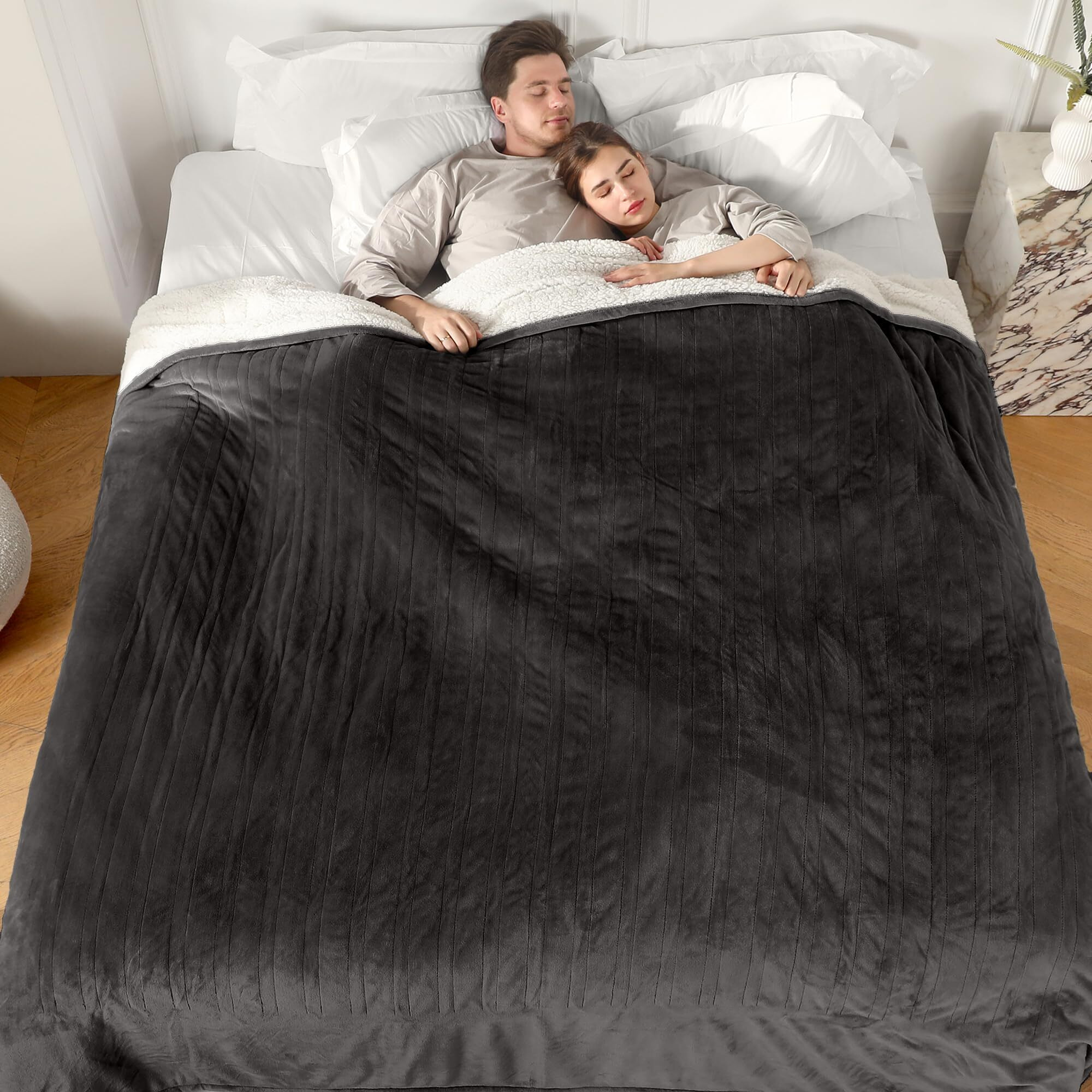 Estingo Electric Blanket Queen, 84"&quotX90"" Queen Heated Blanket With Dual Control Of 5 Heating Levels & 10 Hours Auto Off, Fast Heating Blanket Queen For Home Bedding Use, Dark Gray