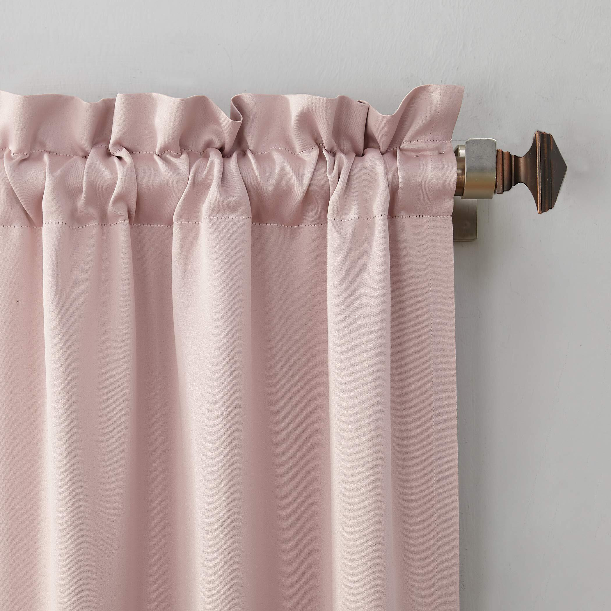 Sun Zero Easton Energy Saving Blackout Rod Pocket Curtain Panel, 40"" X 84"", Blush Pink