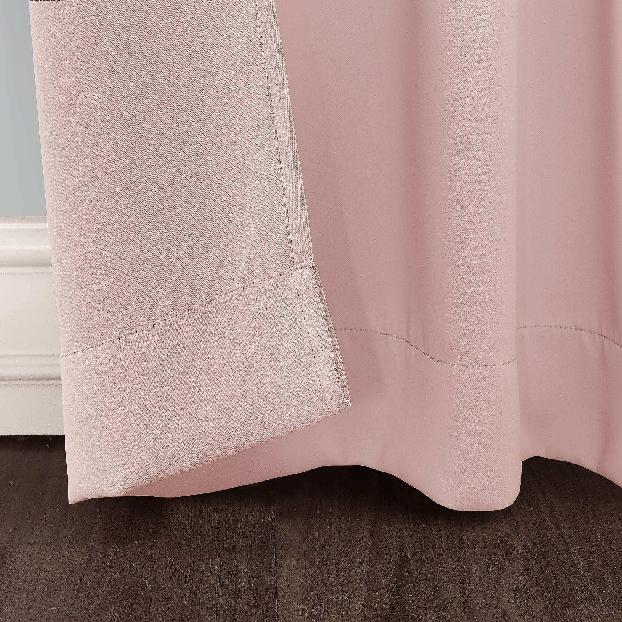 Sun Zero Easton Energy Saving Blackout Rod Pocket Curtain Panel, 40"" X 84"", Blush Pink