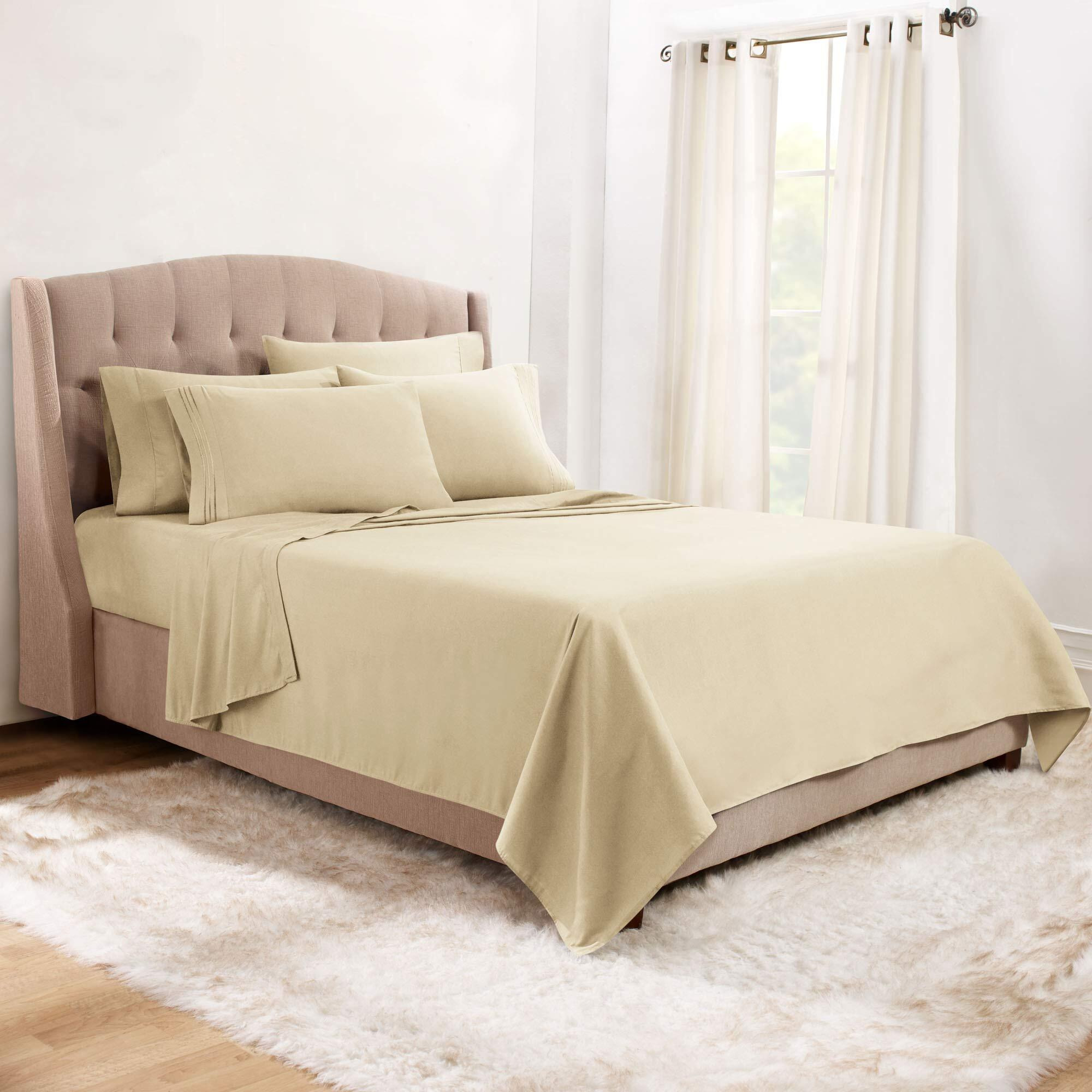 Clara Clark Queen Sheets, 6 Piece Set - Hotel Luxury Sheets For Queen Size Bed, Super Soft Bedding Sheets & Pillowcases, Queen Size Sheets, Beige Cream