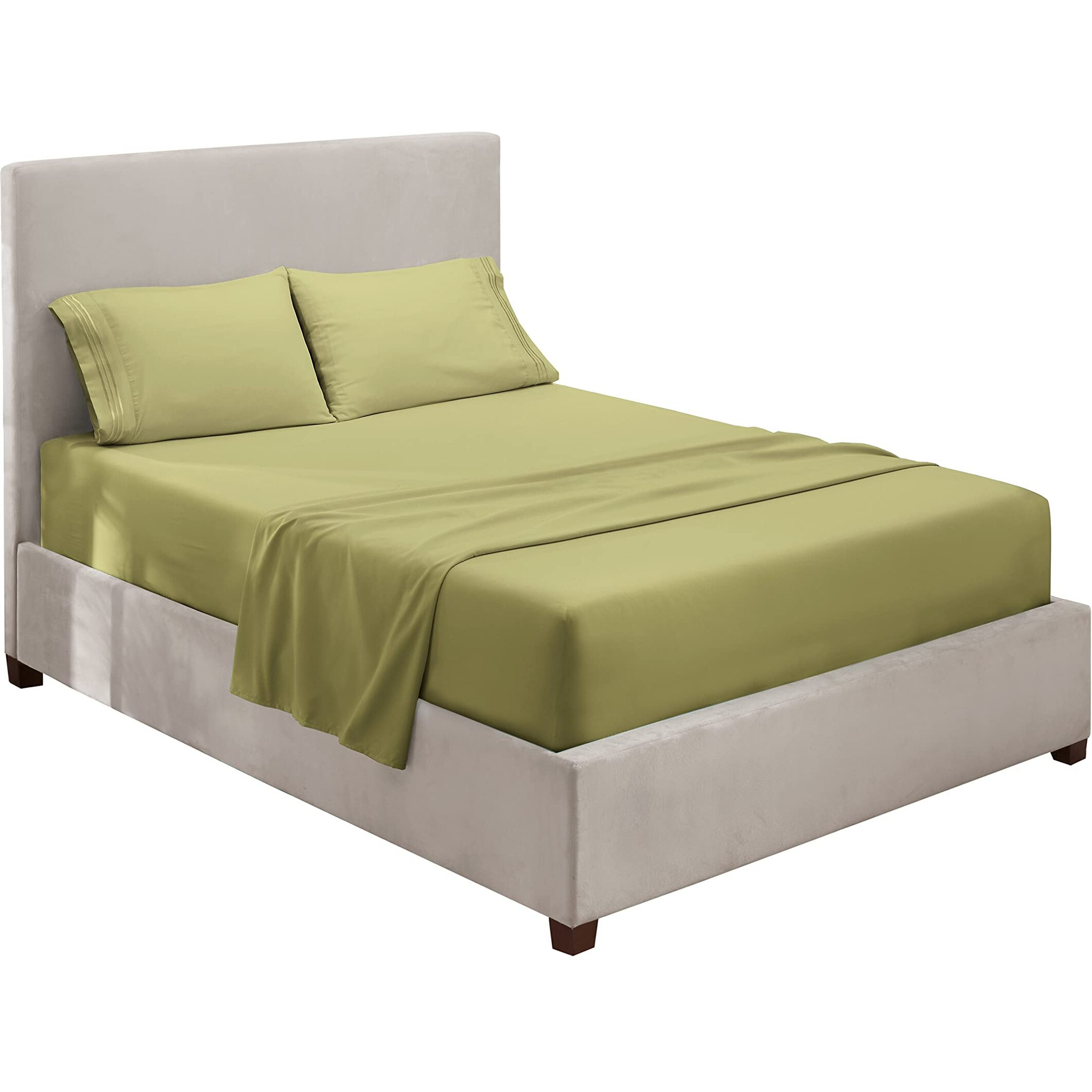 Hearth & Harbor Queen Size Sheets - 4 Piece Bed Sheet Set, Hotel Luxury Double Brushed Bed Sheets - Extra Soft Bedding Sheets & Pillowcases, Queen, Sage
