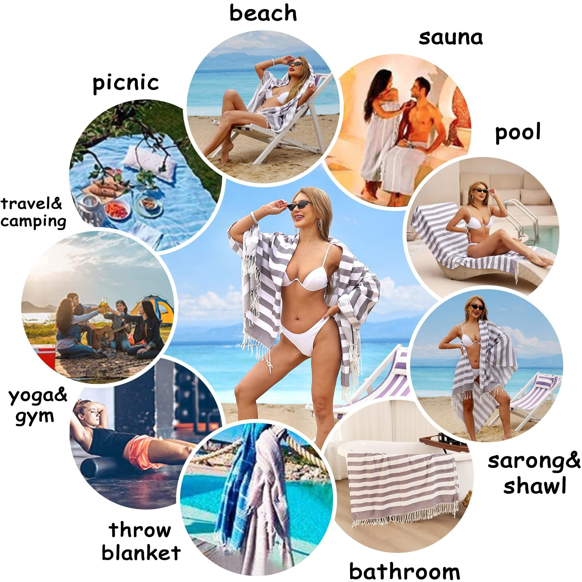 Dlebay Beach Towel 2 Pack,Sand Free Beach Towels Oversized 39 X 72,Turkish Beach Towel Quick Dry Towel,Lightweight Pool Towels For Adults Travel Towel,Cool Beach Essentials Super Absorbent Towels