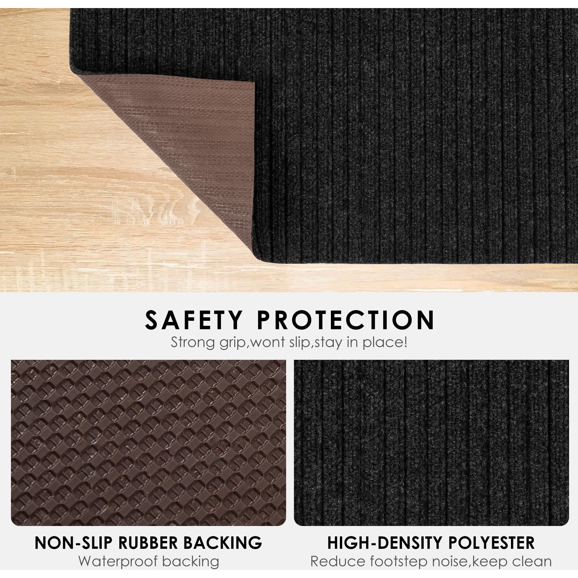 Koloko 3Ft X 12Ft Runner Rug Non-Slip Outdoor Indoor Carpet Runner Custom Size Floor Runners Area Rugs Mat With Rubber Backing For Hallway Entryway Balcony Patio Kitchen Garage Stair Laundry