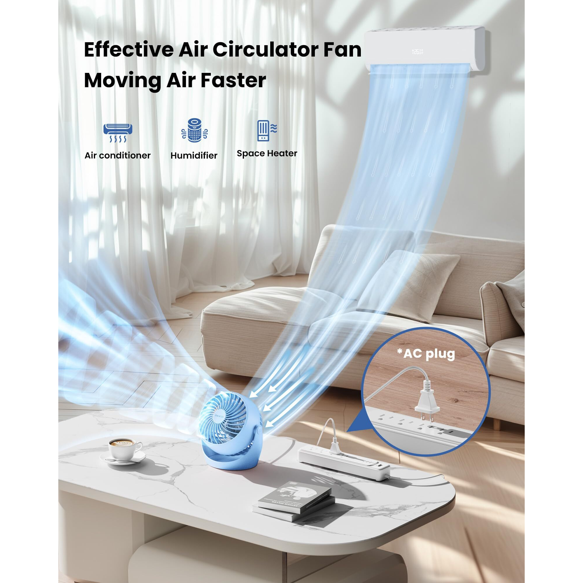 Gaiatop Air Circulator Fan, Portable Desk Fan Table Fan Dorm Fan, 5-Inch Small Fan 3 Speed With 360 Adjustable Tilt Energy-Saving Quiet Fan For Home, Office, Bedside, Bedroom, Bathroom