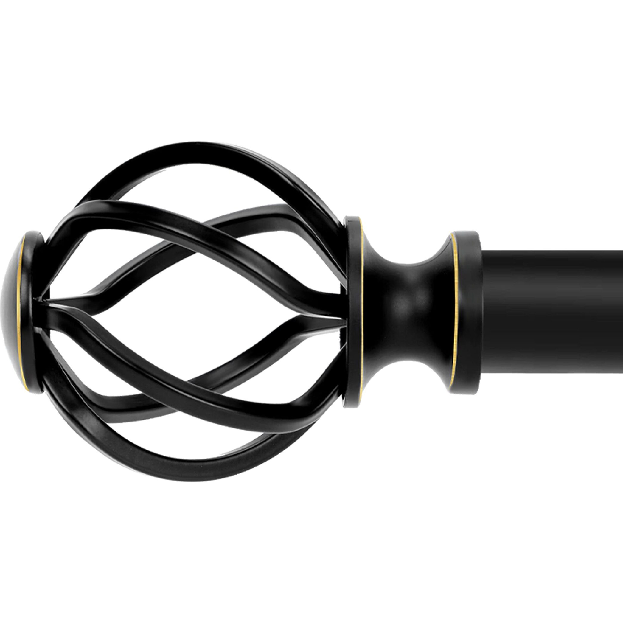 Voiiy Curtain Rods For Windows 66 To 120 Inch(5.5-10 Feet),3/4"" Diameter Black Drapery Rods With Twisted Cage Finials,Size36-120 Inch