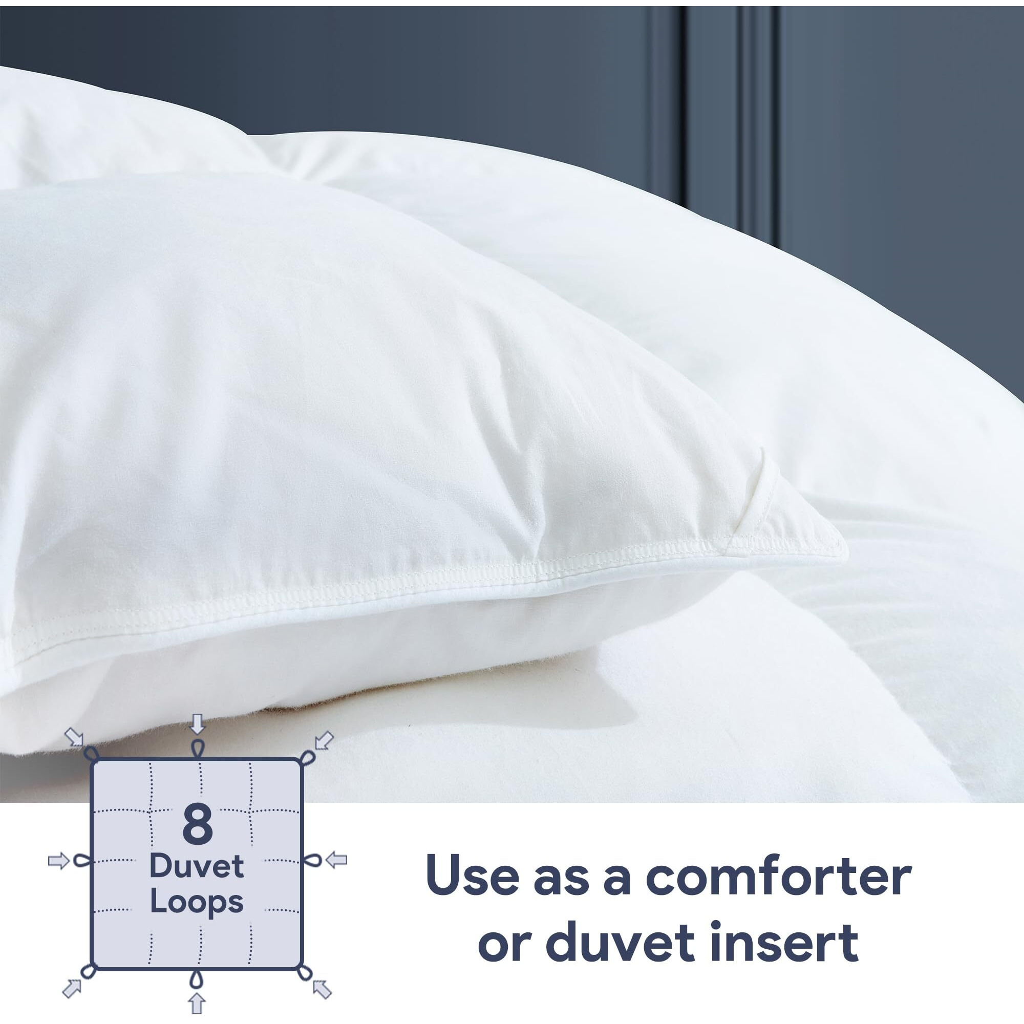 Maple&Stone Feather Down Comforter King Size All Season White Down Duvet Insert Ultra Soft 100% Cotton Cover Fluffy King Comforter 106 X 90 Inches