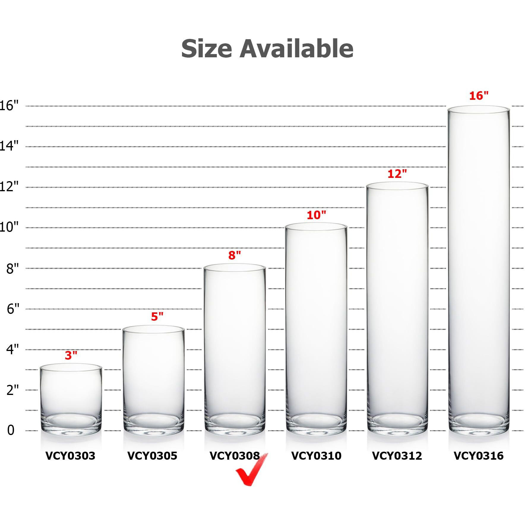 Wgvi Quality Thick Clear Cylinder Glass Vases, 3"" W X 8"" H, Bud Vase Skinny Narrow Floral Bouquet Flower Container For Wedding Centerpieces Tabletop Home Accent D  Cor Brush Pen Holder, 1 Piece
