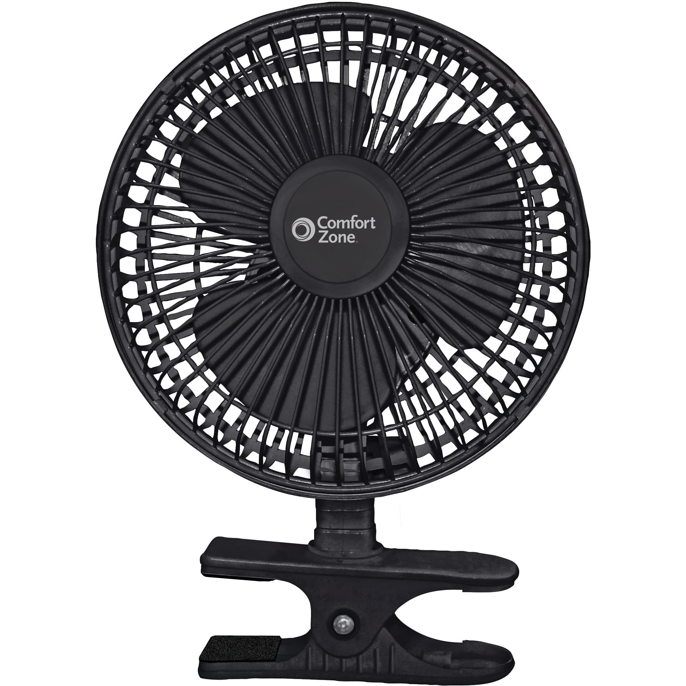 Comfort Zone Portable Clip On Fan With Fully Adjustable Tilt, Electric, 6 Inch, Quiet, Indoor, 2 Speed, Mini Desk Fan, Table Fan, Airflow 6.53 Ft/Sec, Ideal For Home, Bedroom, Dorm & Office, Cz6Cbk