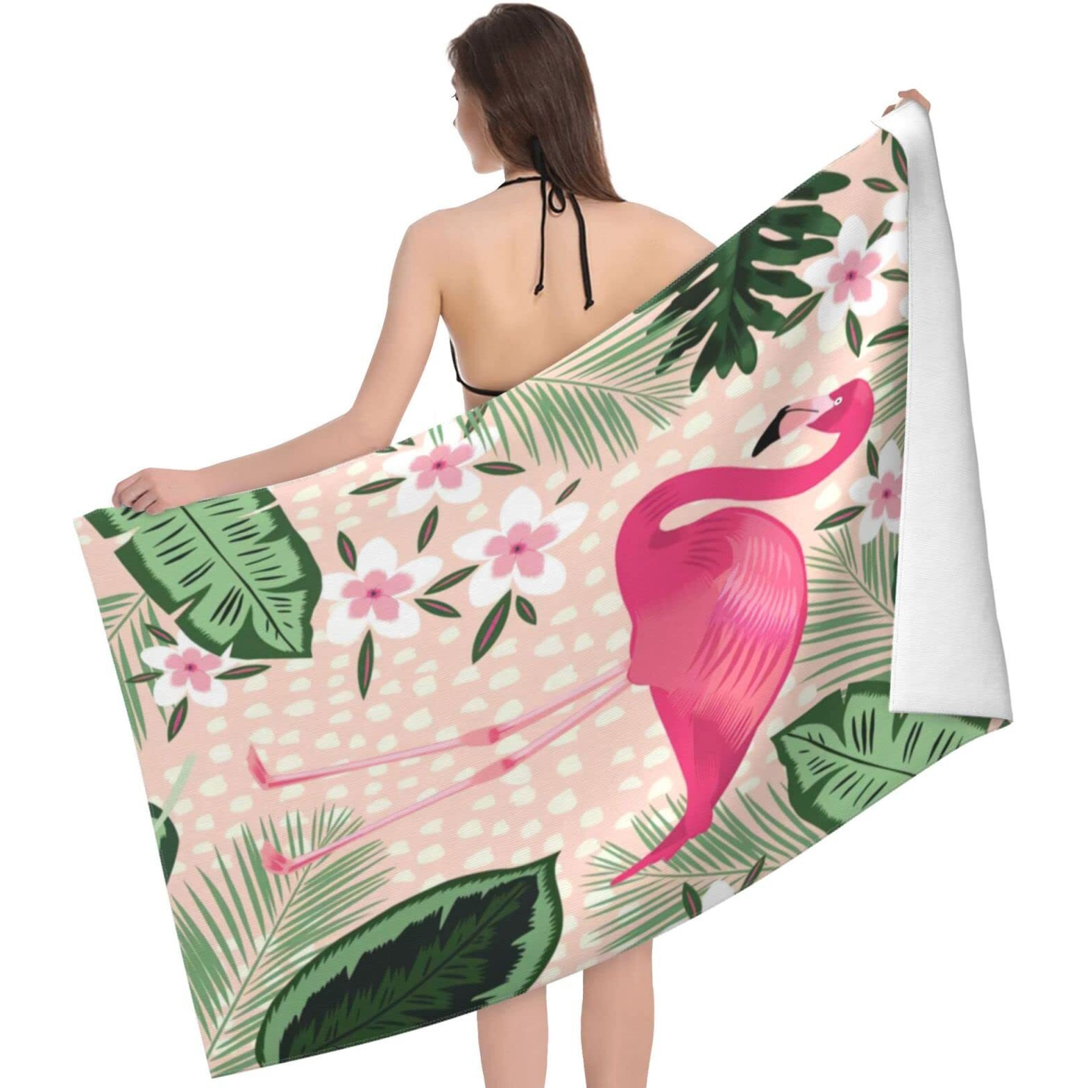 Flamingo Beach Towel For Women, Microfiber Beach Towels For Adults, Cute Personalized Beach Towels Bulk, Big Extra Large Beach Towels Oversized Clearance, Xl Quick Dry Sand Free Beach Towel 30"&quotX 60""
