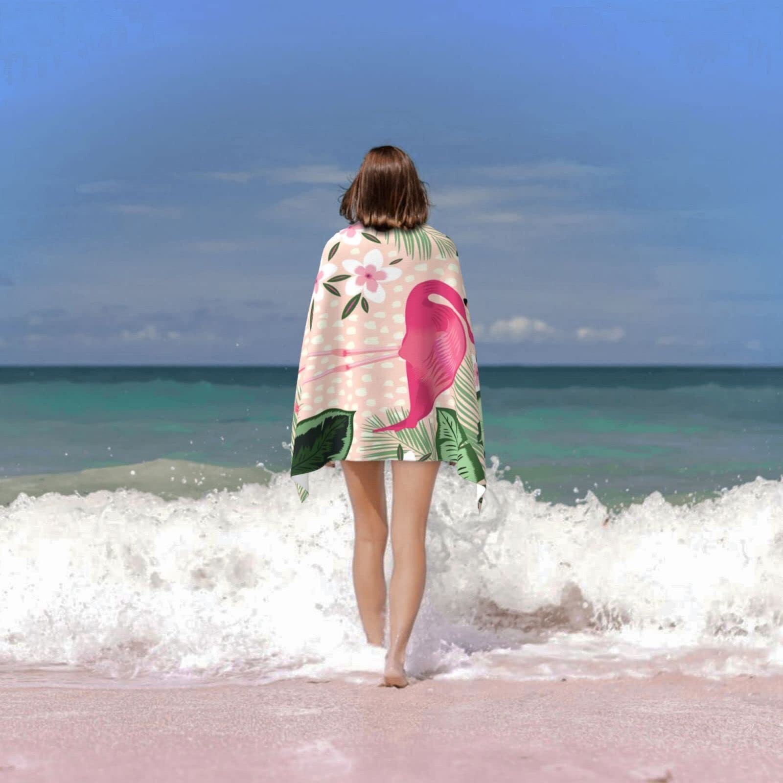 Flamingo Beach Towel For Women, Microfiber Beach Towels For Adults, Cute Personalized Beach Towels Bulk, Big Extra Large Beach Towels Oversized Clearance, Xl Quick Dry Sand Free Beach Towel 30"&quotX 60""