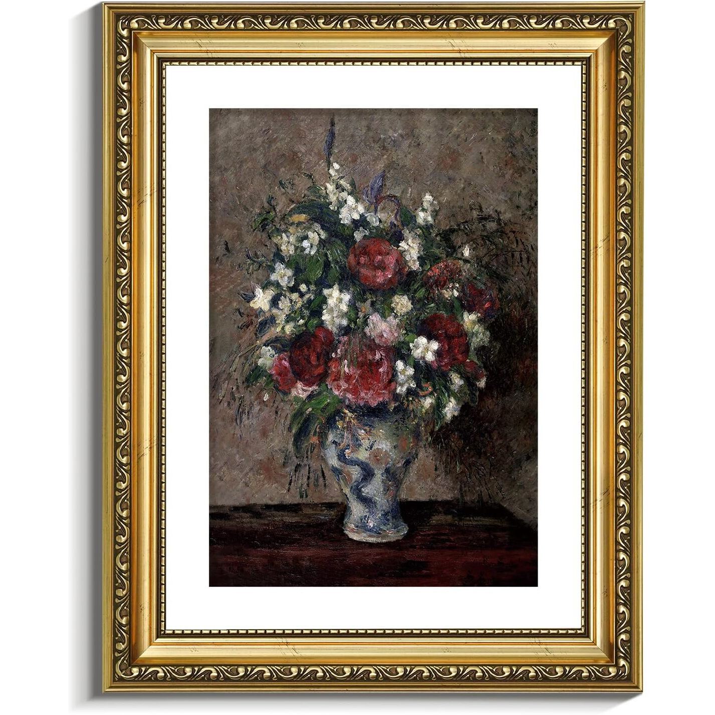 Viyyiea Gold Framed Wall Art Canvas Print Home Decor Flower Wall Decor Vintage Botanical Prints Floral Paintings Art Pictures Room Decor Floral Wall Art Prints For Living Room Bedroom Office 11X14In