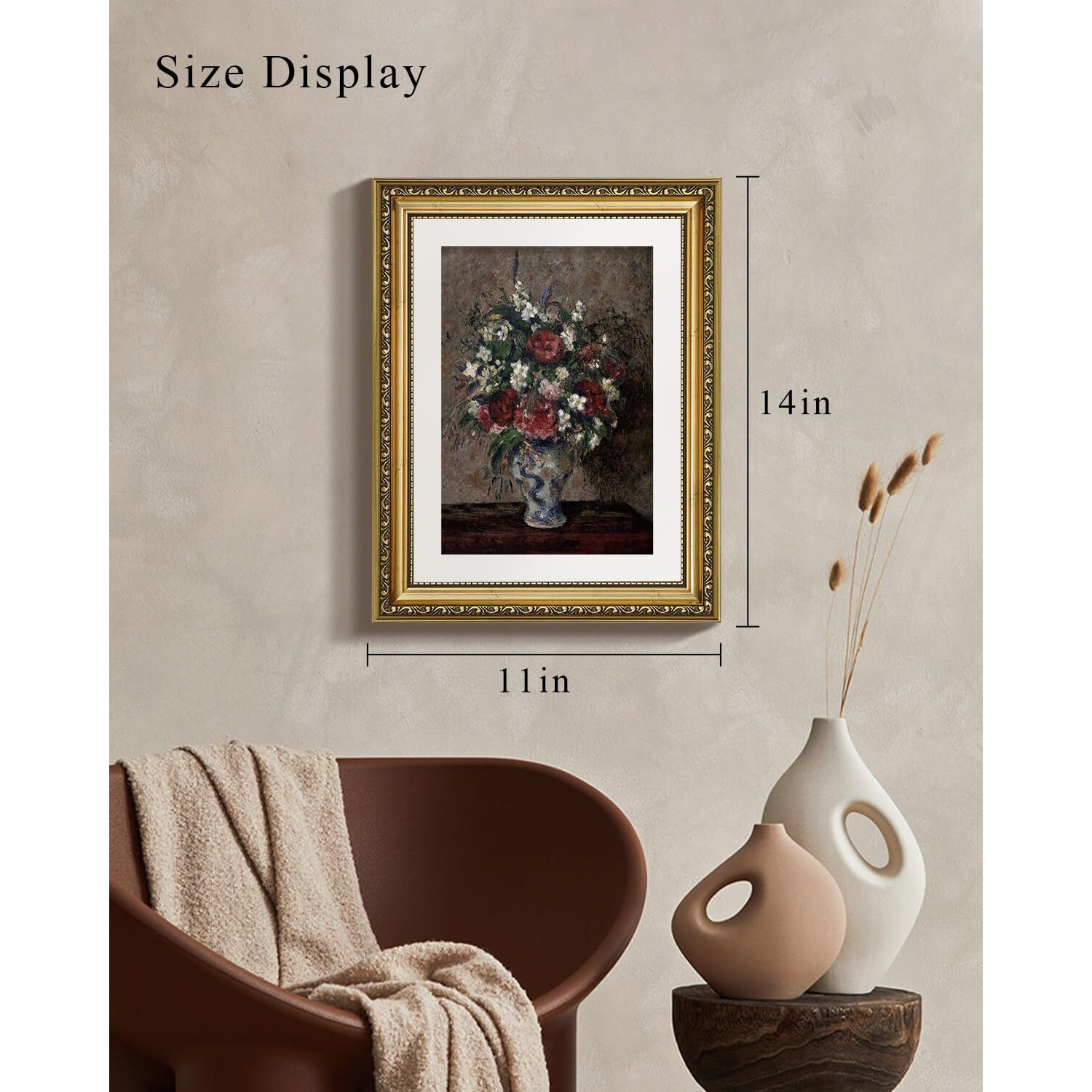 Viyyiea Gold Framed Wall Art Canvas Print Home Decor Flower Wall Decor Vintage Botanical Prints Floral Paintings Art Pictures Room Decor Floral Wall Art Prints For Living Room Bedroom Office 11X14In