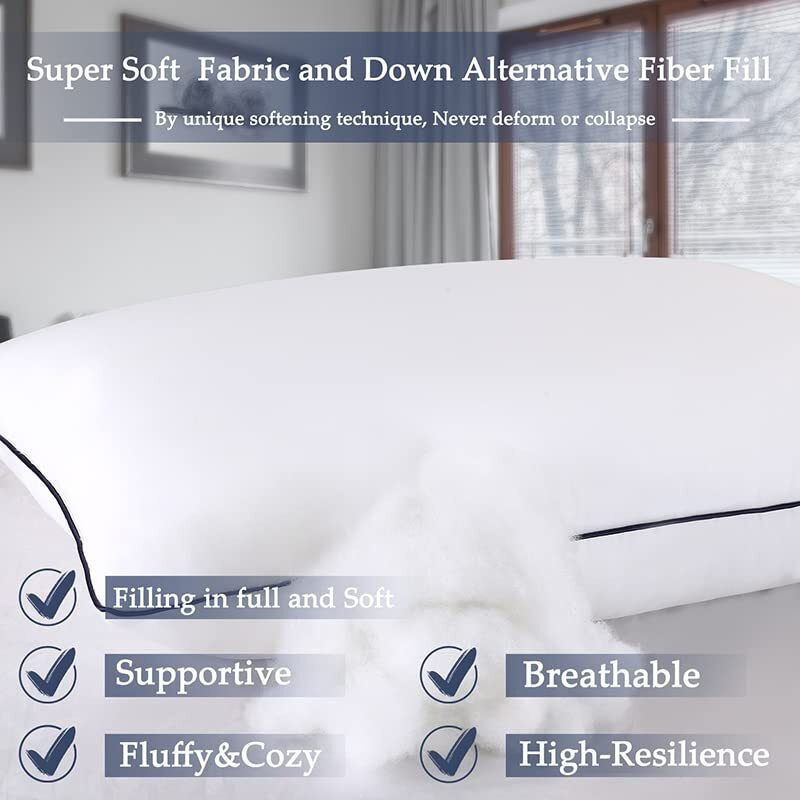 Opposy Bed Pillows For Sleeping 2Pack Medium Firm, King Size Set Of 2, Cooling Pillows Hotel Quality With Premium Soft Down Alternative Fill For Back, Stomach Or Side Sleepers(Pack Of 2)