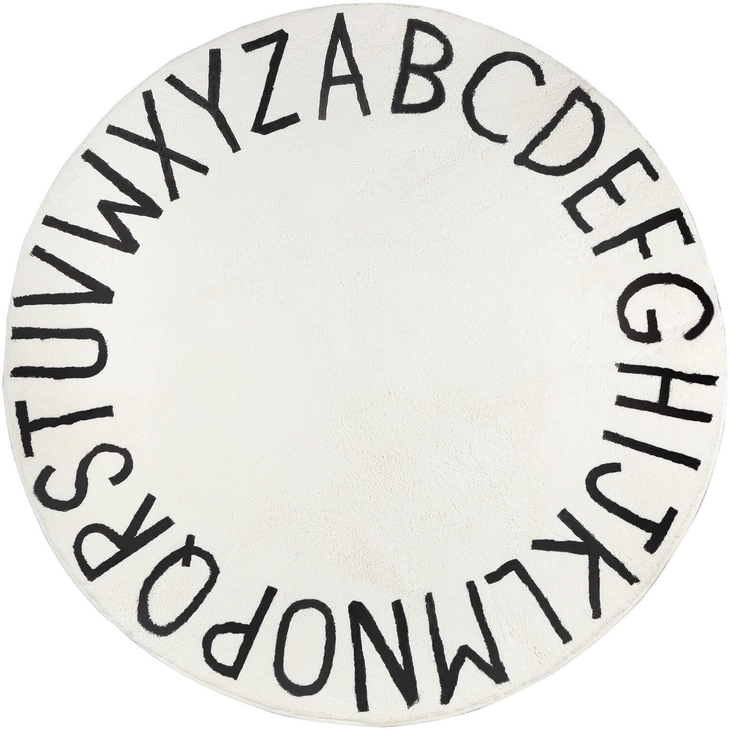 Topotdor Round Kids Play Rug Alphabet Nursery Area Rug Extra Large Soft Crawling Play Mat For Children Toddlers Bedroom (47 Inch, Beige)