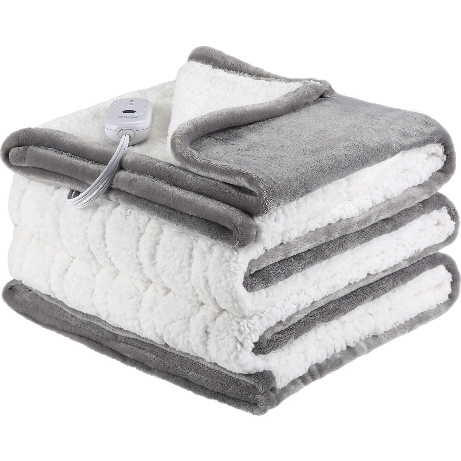 Estingo Electric Blanket Twin Size - 62"&quotX84"" Twin Heated Blanket With 5 Heating Levels, Heating Blanket With 10H Auto-Off Overheating Protection For Bedroom Office Couch, Light Gray