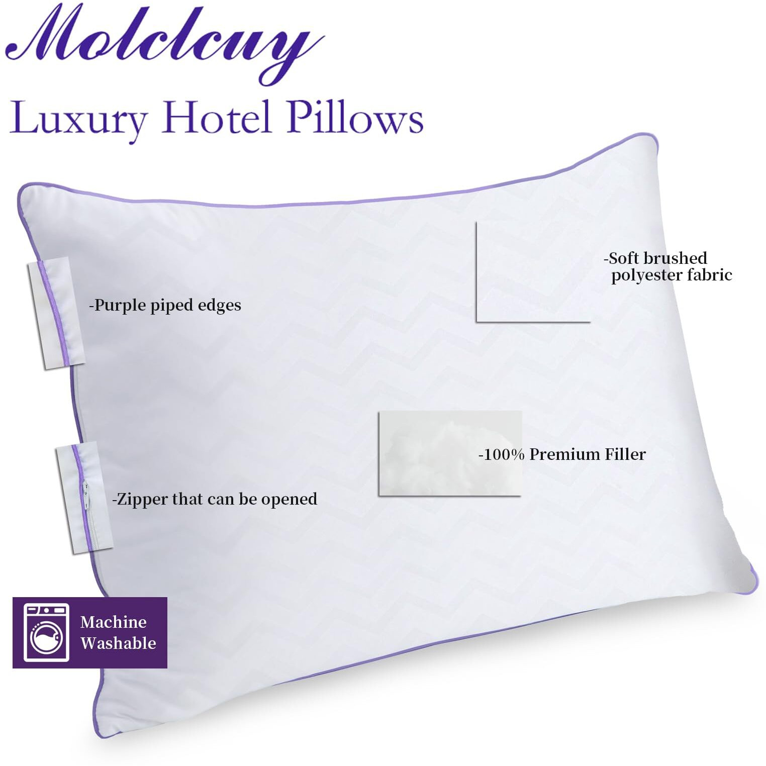 Molclcuy Bed Pillows King Size Set Of 4,Hotel Collection Pillows For Side And Back Sleepers,Super Soft Down Alternative Microfiber Filled Pillows