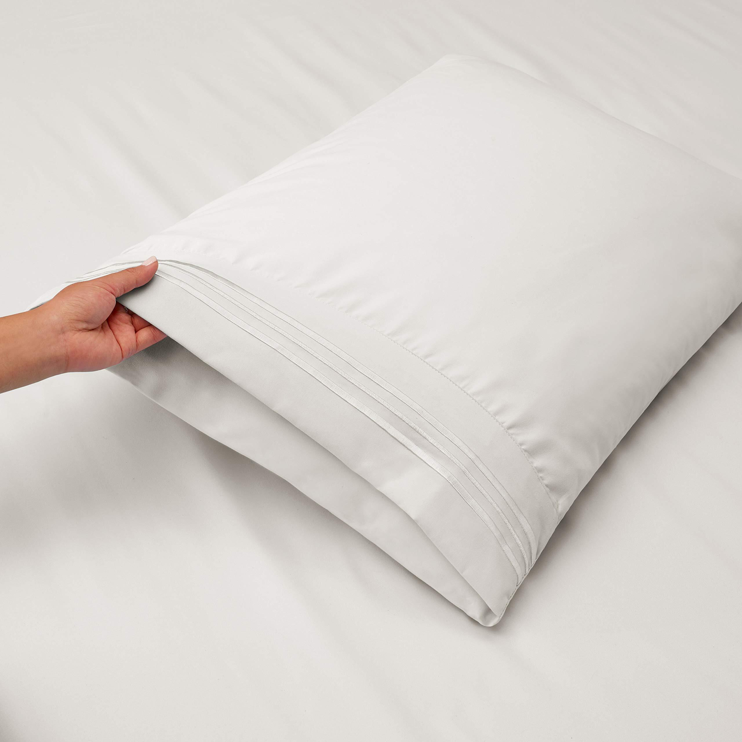 Hearth & Harbor King Size Sheets - 4 Piece Bed Sheet Set, Hotel Luxury Double Brushed Bed Sheets - Extra Soft Bedding Sheets & Pillowcases, King, White