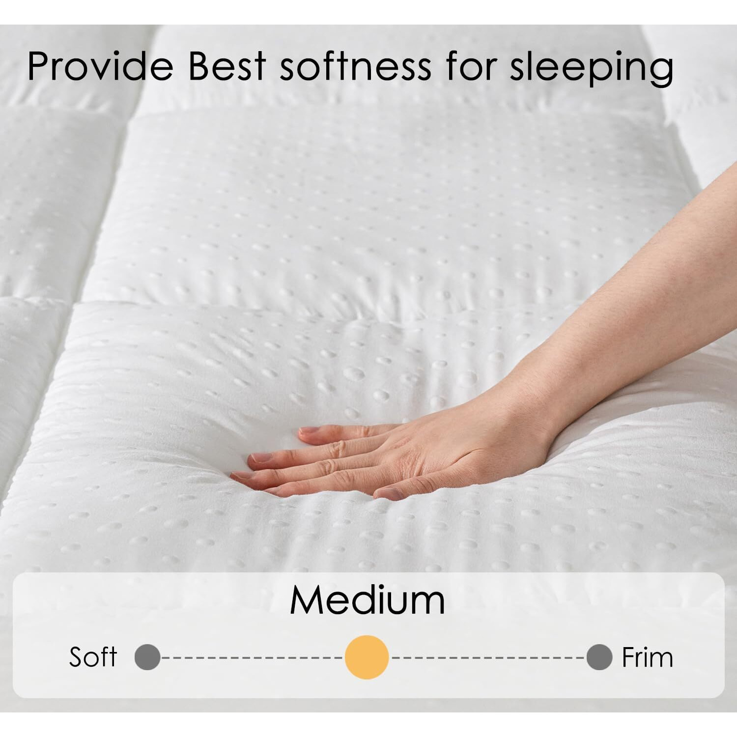 Marine Moon King Mattress Topper, Extra Thick Pillowtop, Cooling And Plush Mattress Pad Cover, 7D Down Alternative Fill,Soften Hard Bed