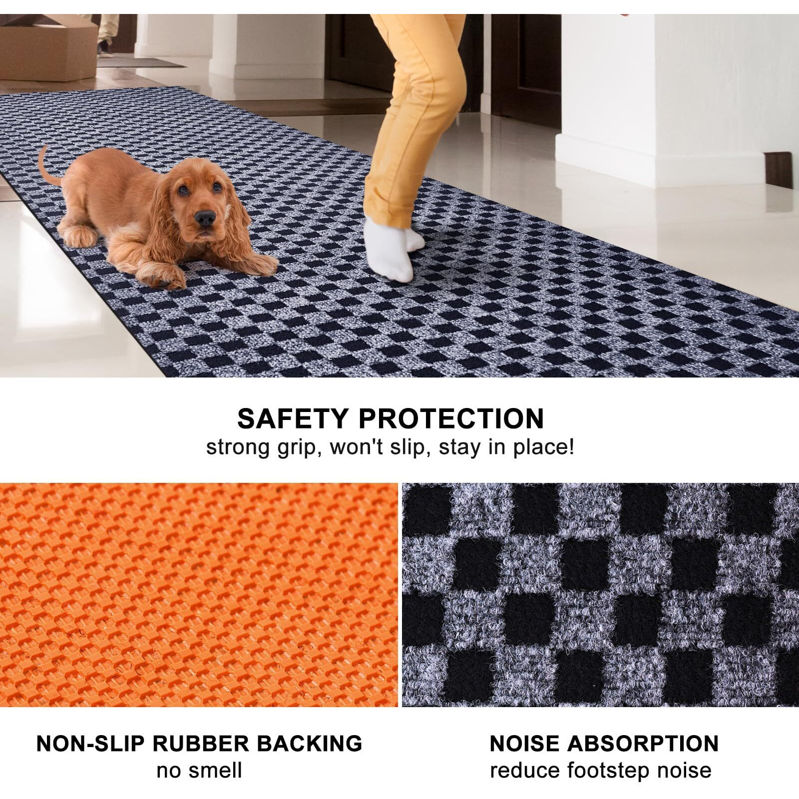 Bestvue 4' X 45' Runner Rugs With Rubber Backing, Outdoor Indoor Utility Non Slip Carpet Rug Runner For Hallway, Custom Size Area Rugs Mat For Entryway Balcony Patio Kitchen Garage Stair Laundry