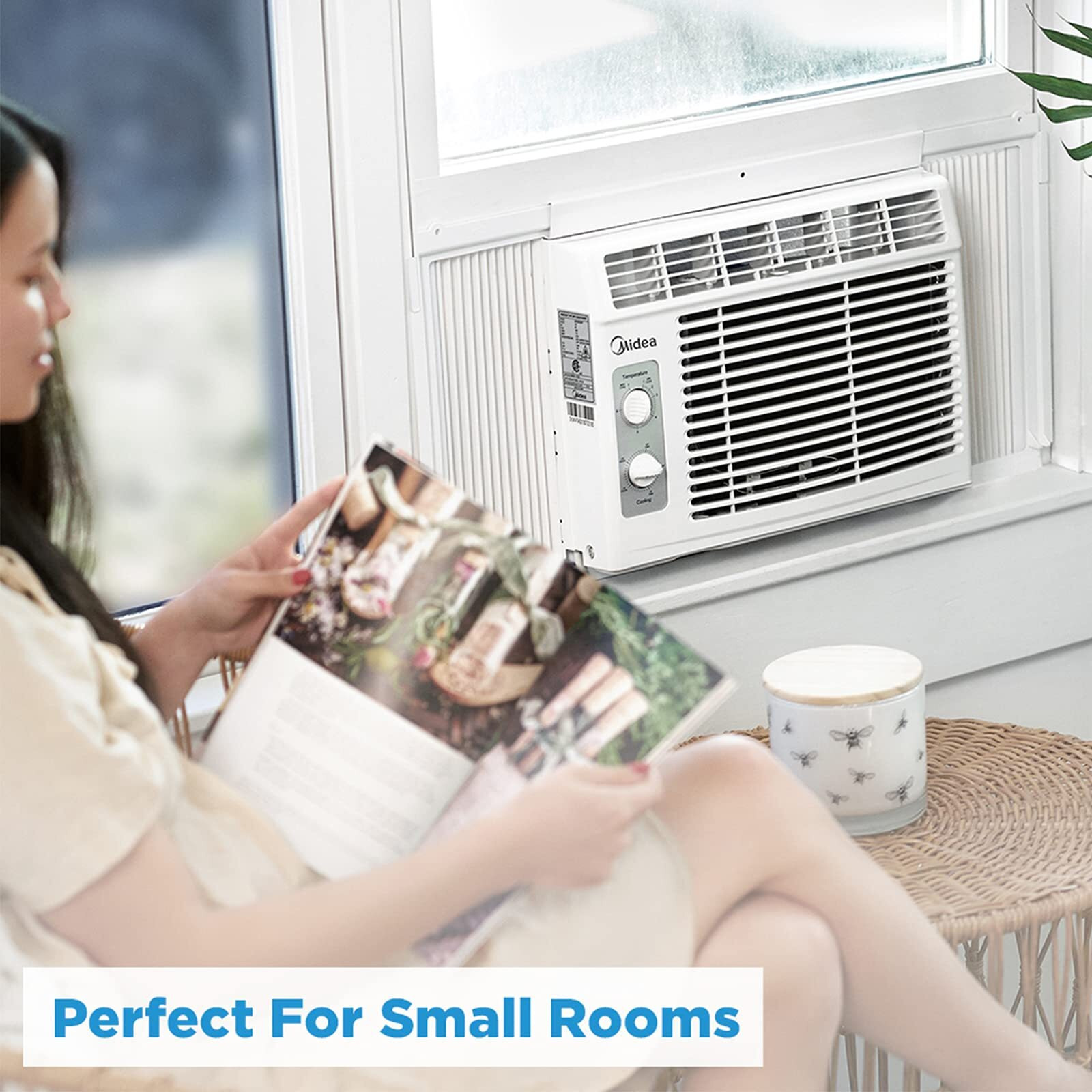 Midea 5,000 Btu Easycool Small Window Air Conditioner - Cool Up To 150 Sq. Ft. With Easy-To-Use Mechanical Controls And Reusable Filter, Perfect For Small Bedroom, Living Room, Home Office