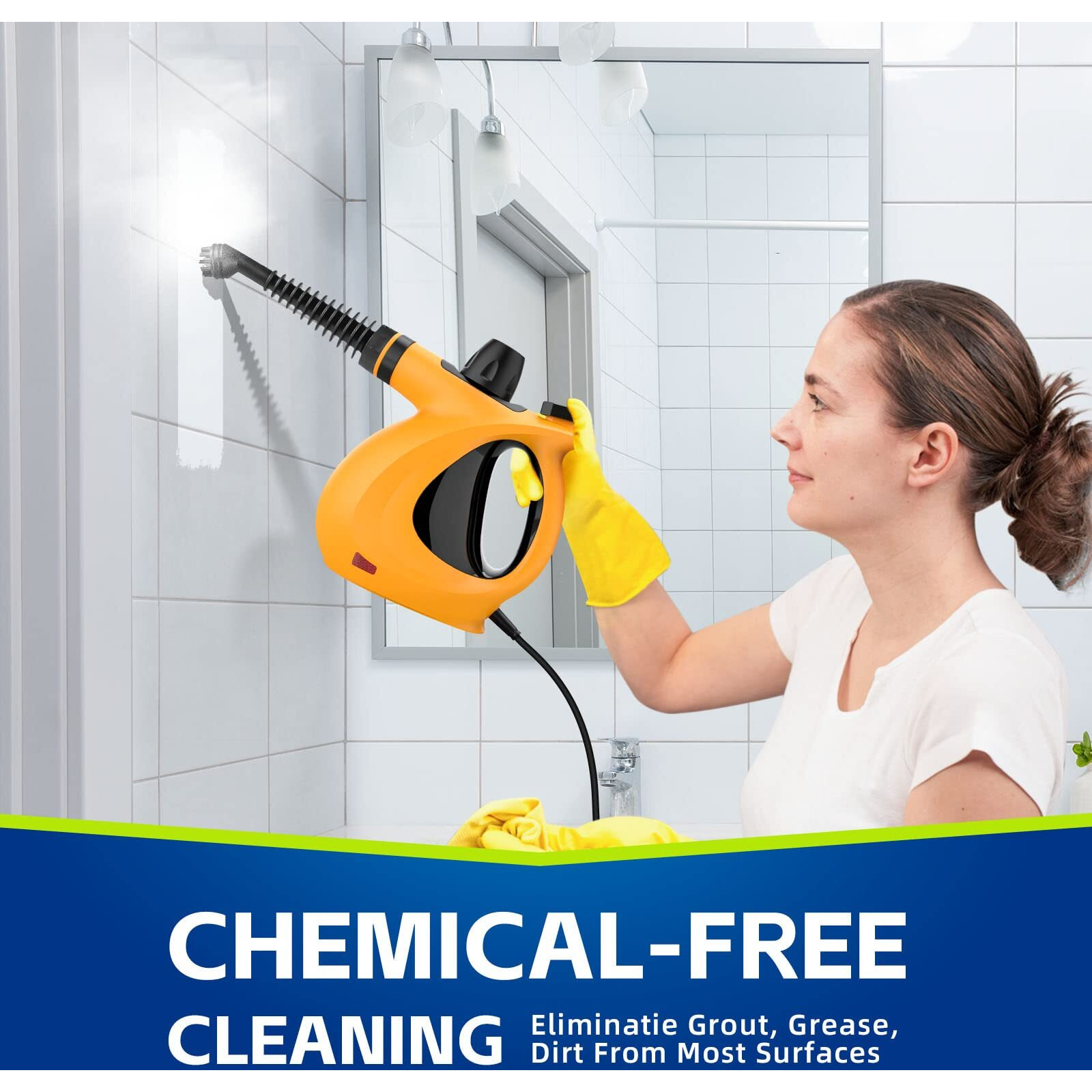 Handheld Steam Cleaner, Pressurized Multi-Surface Steam Cleaner With 11Pcs Accessories, Chemical Free Multi-Purpose Steam Cleaners For Home Use, Steamer For Cleaning Floor, Tile, Windows, Couch, Grout