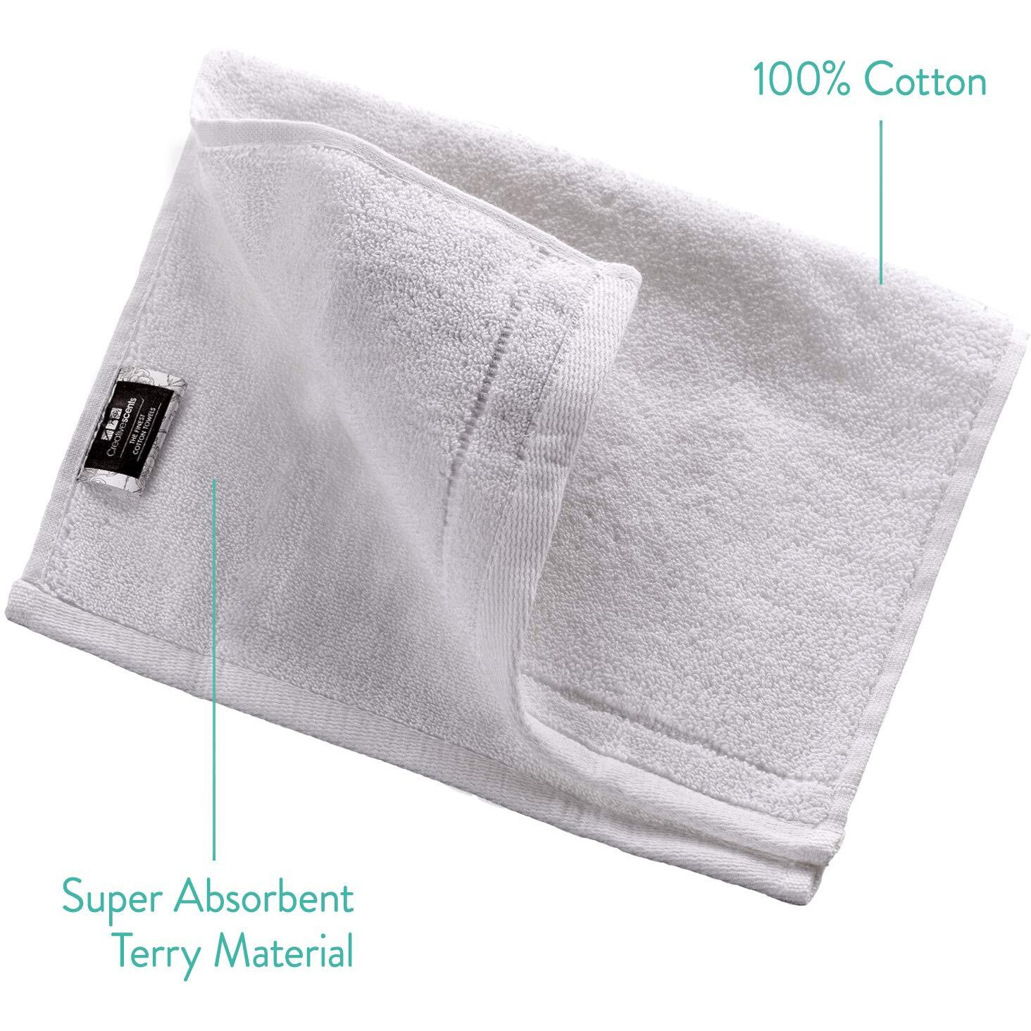 Creative Scents Cotton Fingertip Towel Set - 4 Pack - 11 X 18 Inches Decorative Extra-Absorbent And Soft Terry, Small White Hand Towels For Bathroom And Powder Room, Guest And Housewarming Gift