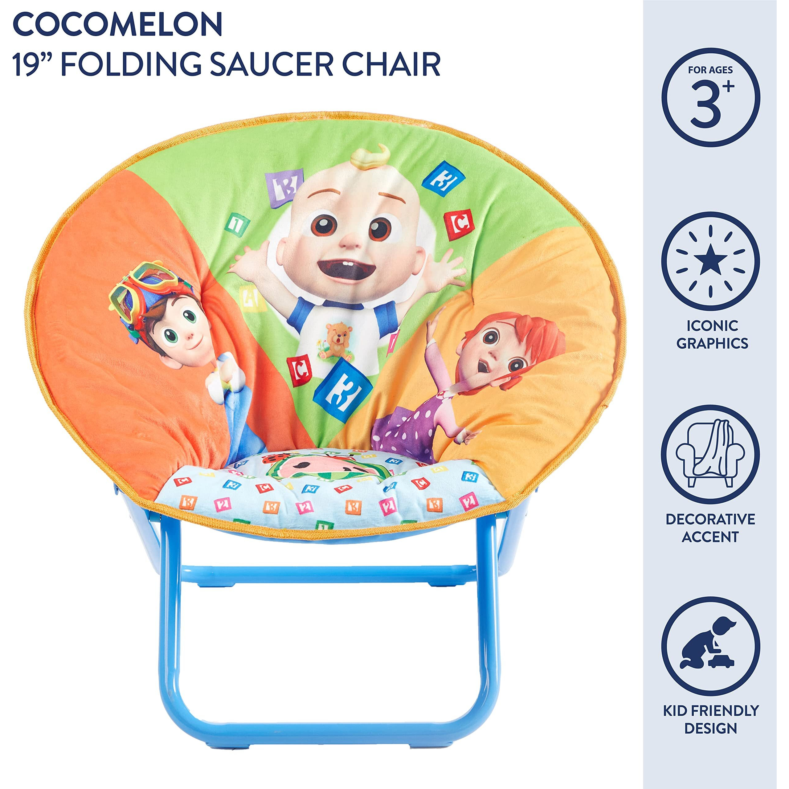 Idea Nuova Cocomelon Saucer Chair, Relaxing, Foldable, Polyester