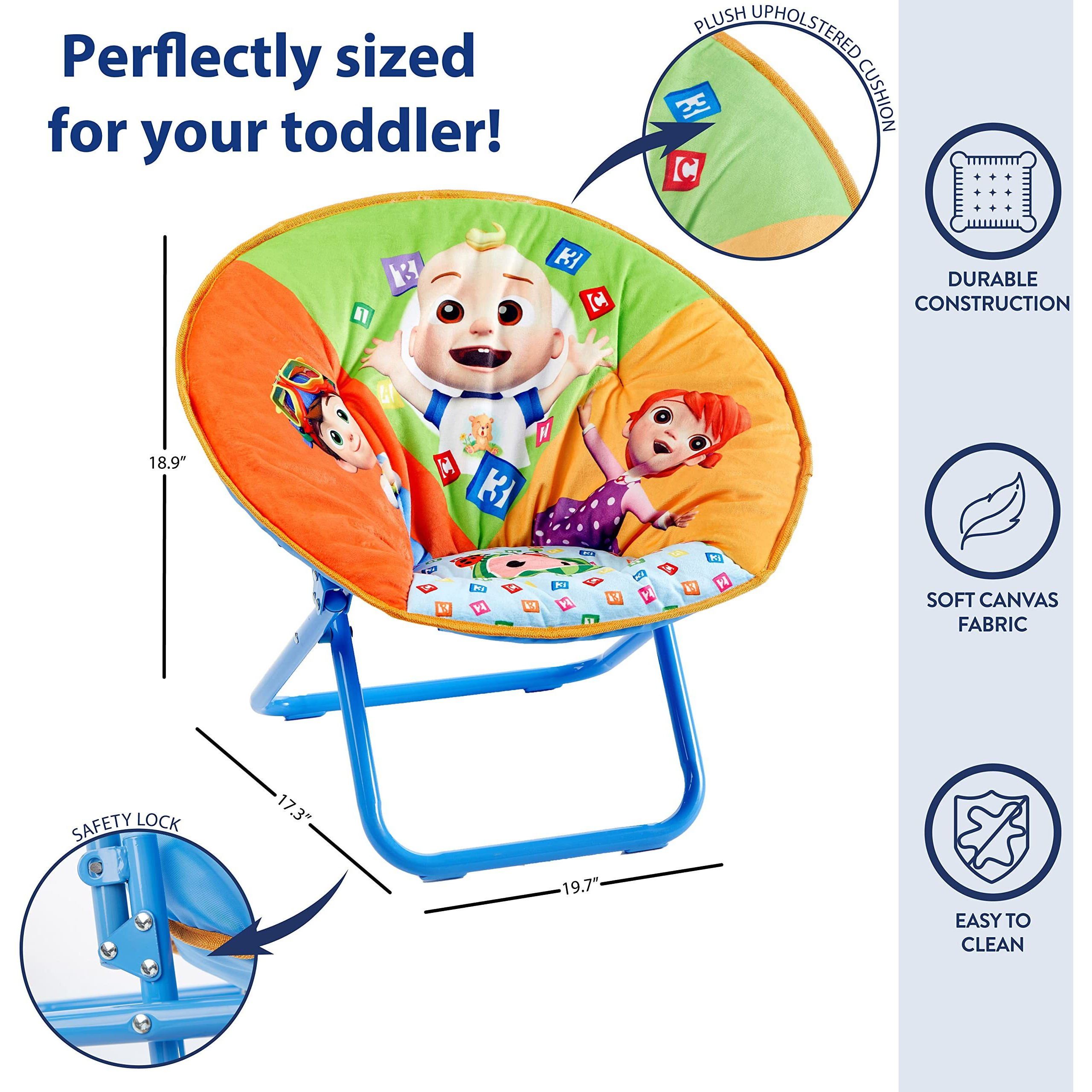 Idea Nuova Cocomelon Saucer Chair, Relaxing, Foldable, Polyester