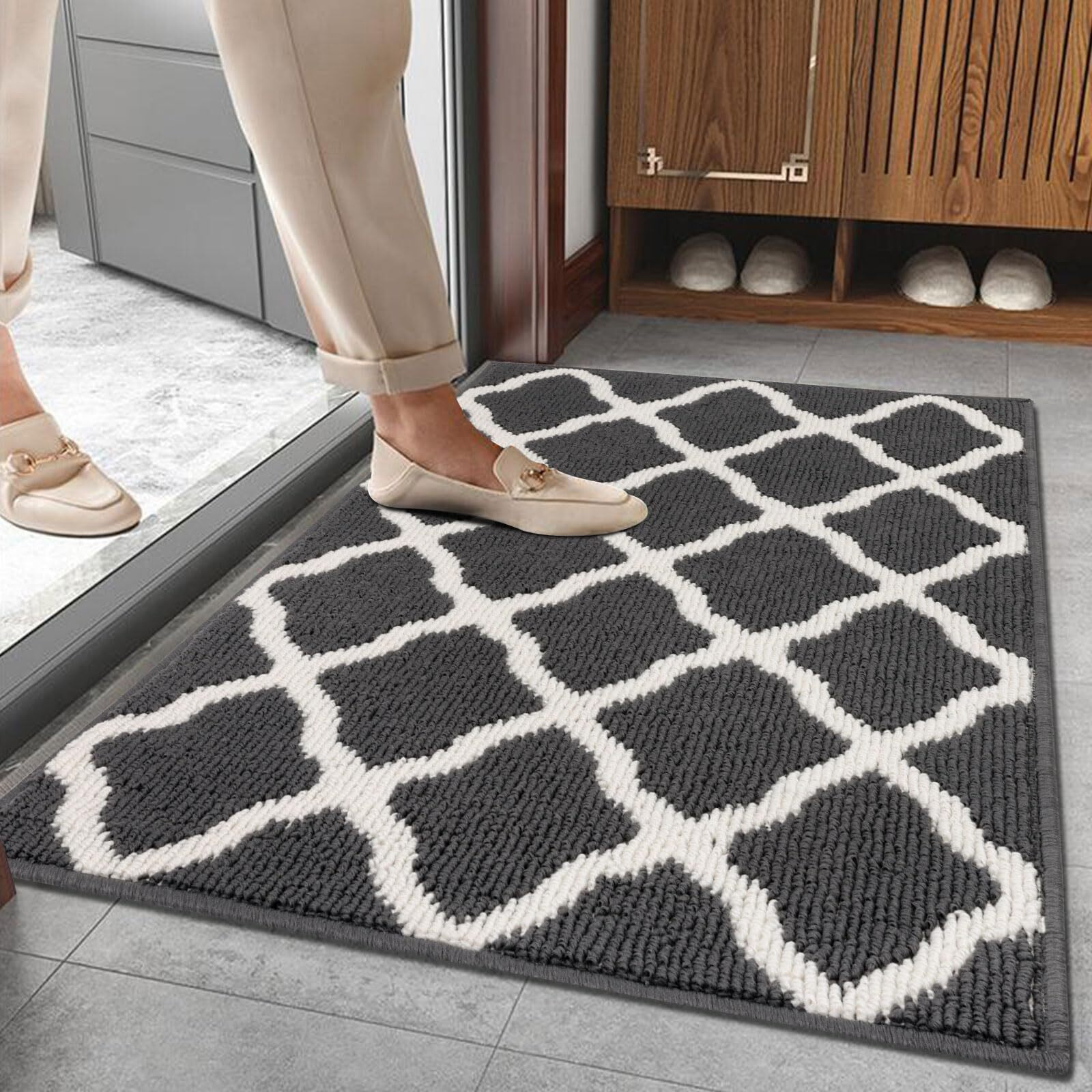 Shacos Dirt Trapper Door Mats 24"&quotX36"" Indoor Washable Doormats Non Slip Front Door Entryway Rug Entrance Entry Rugs And Mats For Kitchen Laundry Room, Dark Grey