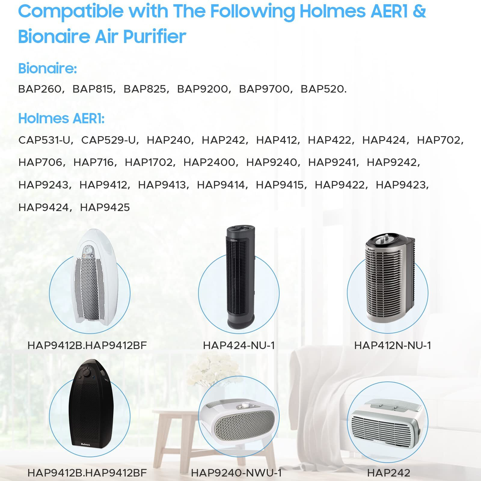 Aller-Gen Remover Aer1 Filter Replacement For Holmes Air Puri-Fiers, 1 True Hepa Filters + 2 Carbon Booster Filters, Hapf300Ap-U4