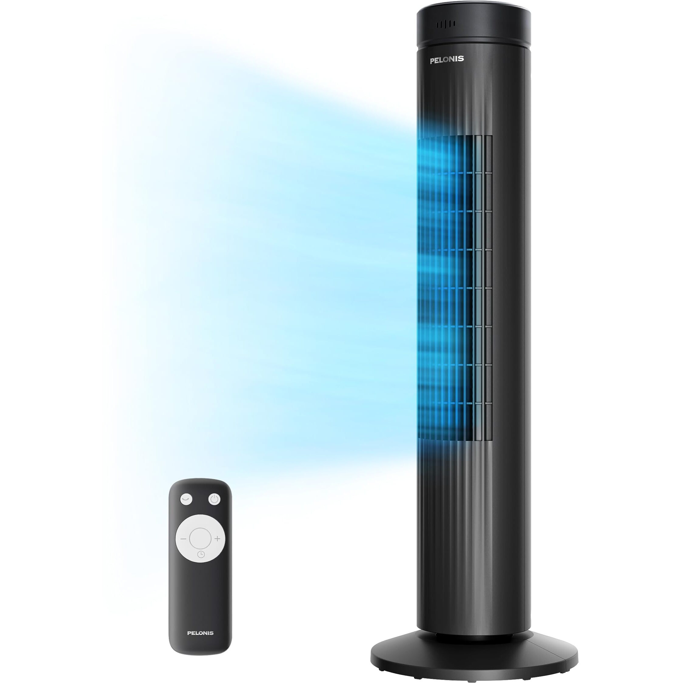 Pelonis 30-Inch Oscillating Tower Fan For Bedroom - 3 Speed, 37Db Quiet Tower Fan With Remote Control And 7-Hour Timer - Etl Certified, Black