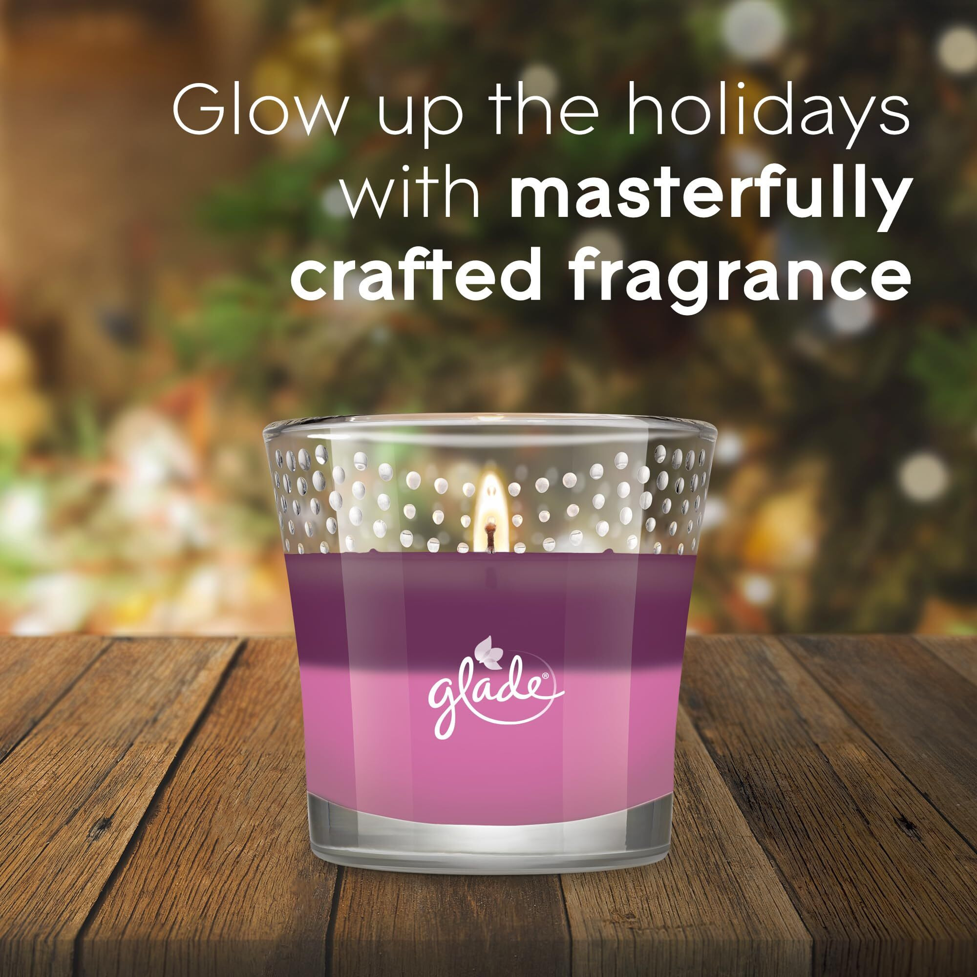 Glade Candle Jar, Air Freshener, 2In1, Merry Berry & Cranberry Celebration, Limited Edition Scent, 3.4 Oz, 2 Count