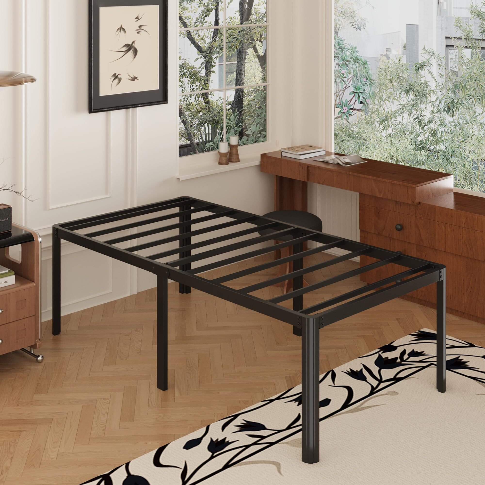 Yicensen 22 Inch High Twin Xl Bed Frames With Rounded Corner Legs, Heavy Duty Xl Twin Metal Platform Bed Frame No Box Spring Needed, Easy Assembly, Noise Free, Black