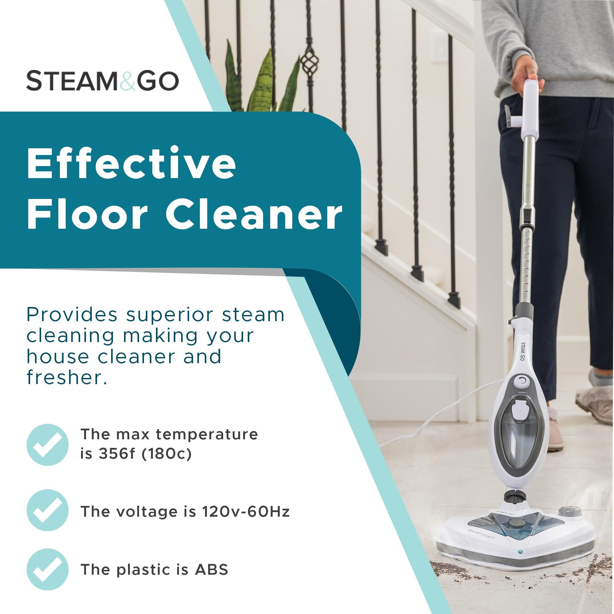 Steam And Go 10-In-1 Steam Mop - Floor Steamer With Detergent Chamber And Detachable Handle For Tile Grout, Clothes, Furniture, Hardwood, Upholstery, & Carpet, Handheld Steam Cleaner For Home Use