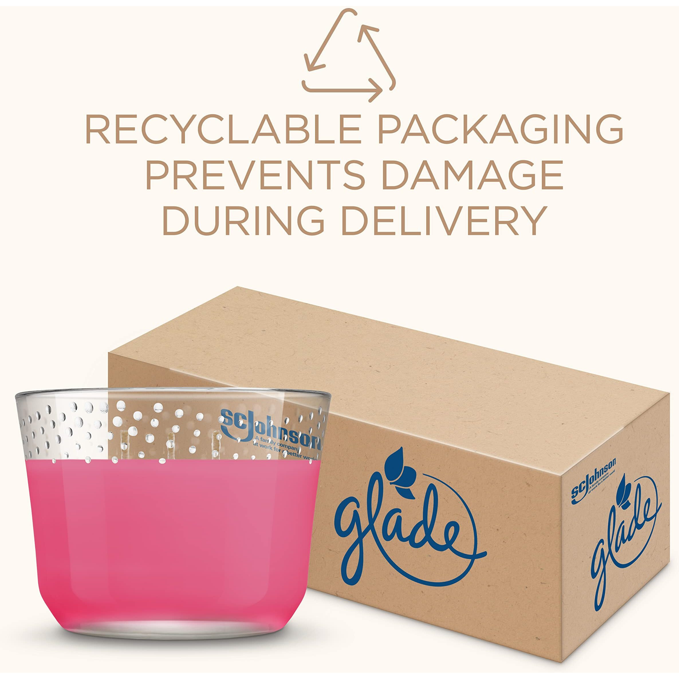Glade Candle Bubbly Berry Splash, Fragrance Candle Infused With Essential Oils, Air Freshener Candle, 3-Wick Candle, 6.8 Oz, 3 Count