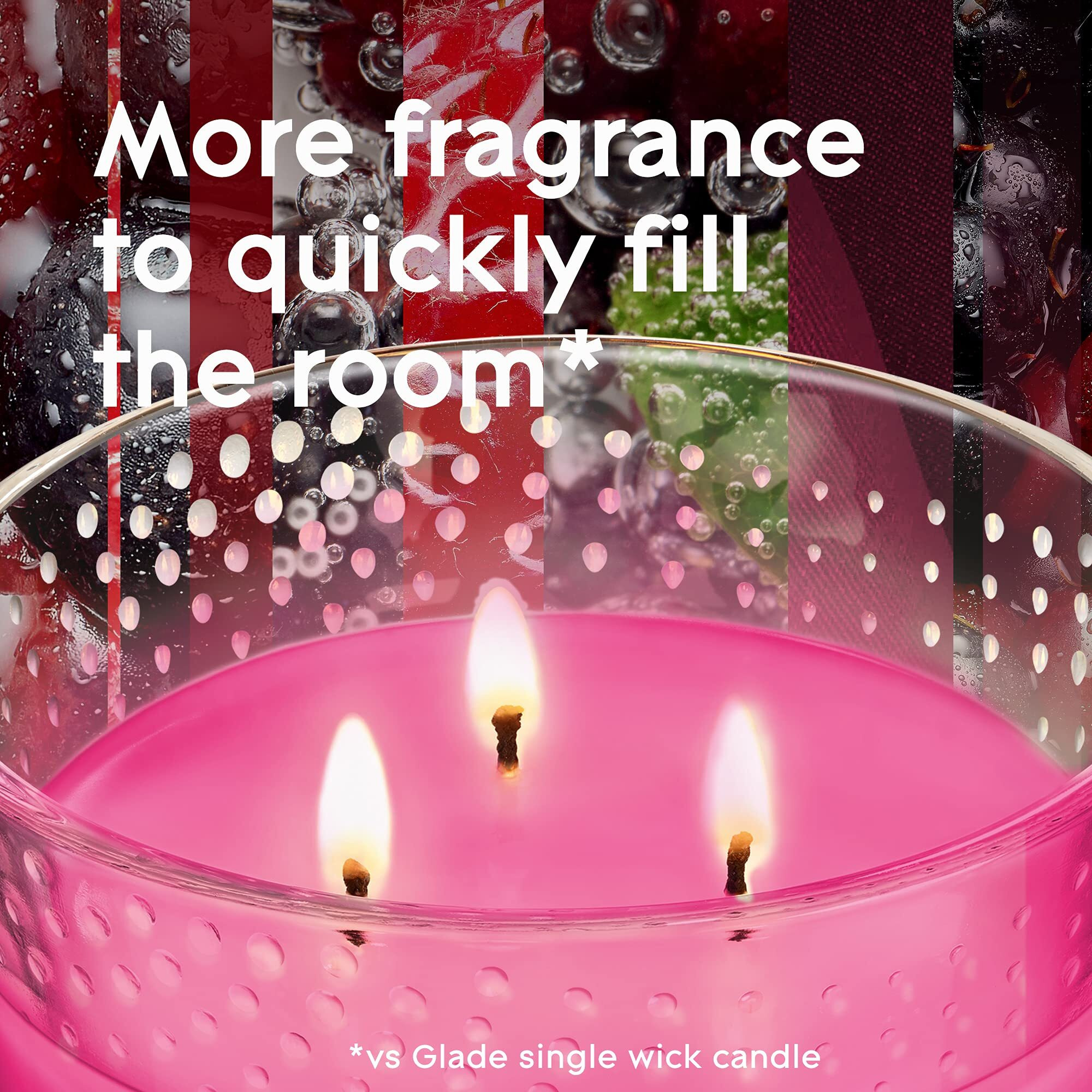 Glade Candle Bubbly Berry Splash, Fragrance Candle Infused With Essential Oils, Air Freshener Candle, 3-Wick Candle, 6.8 Oz, 3 Count