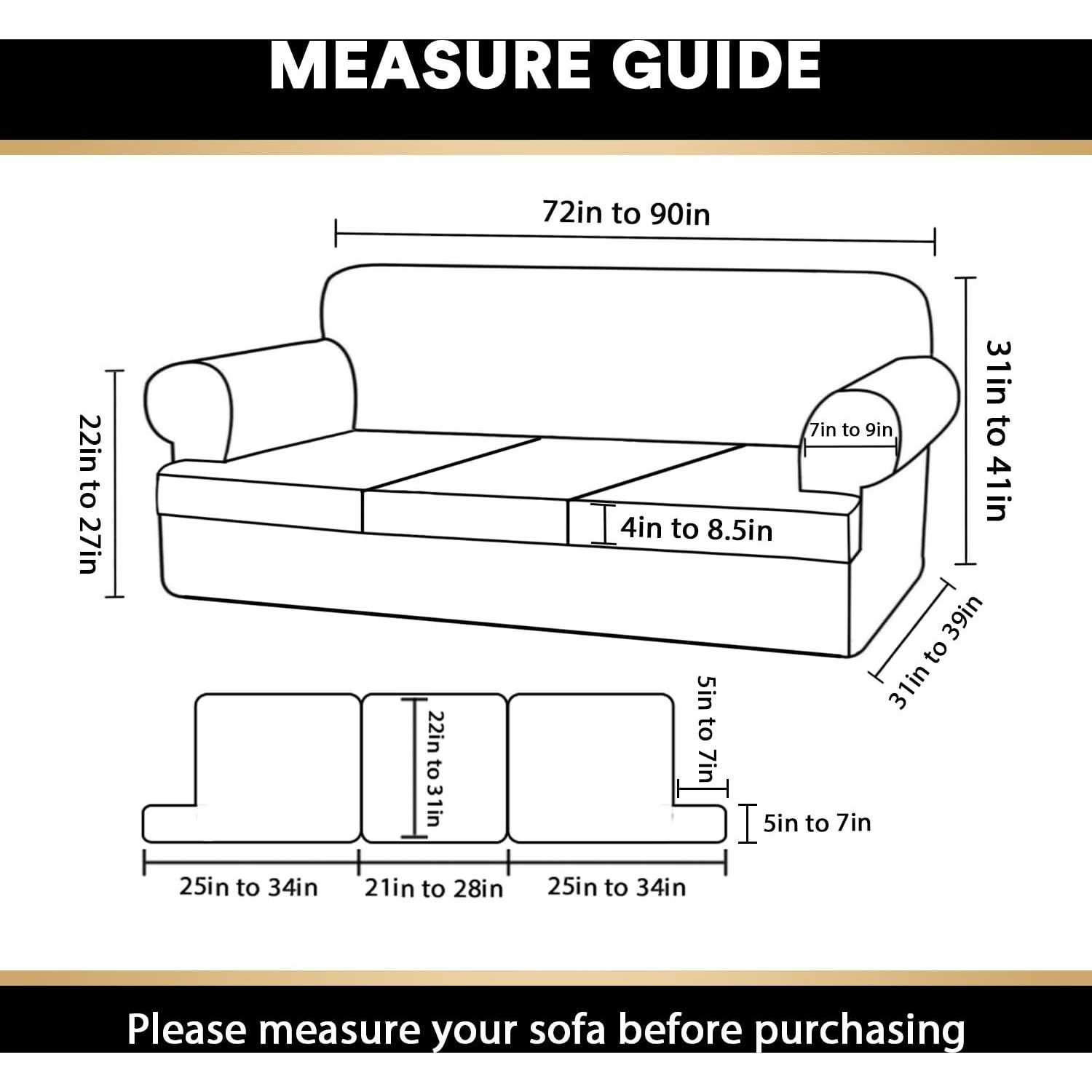 Princedeco T Cushion Sofa Slipcover 4 Pieces Sofa Covers For T Cushion Sofa Soft Couch Cover Sofa Slip Covers Furniture Covers With 3 Individual T Cushion Shape Seat Covers Washable, Storm Blue
