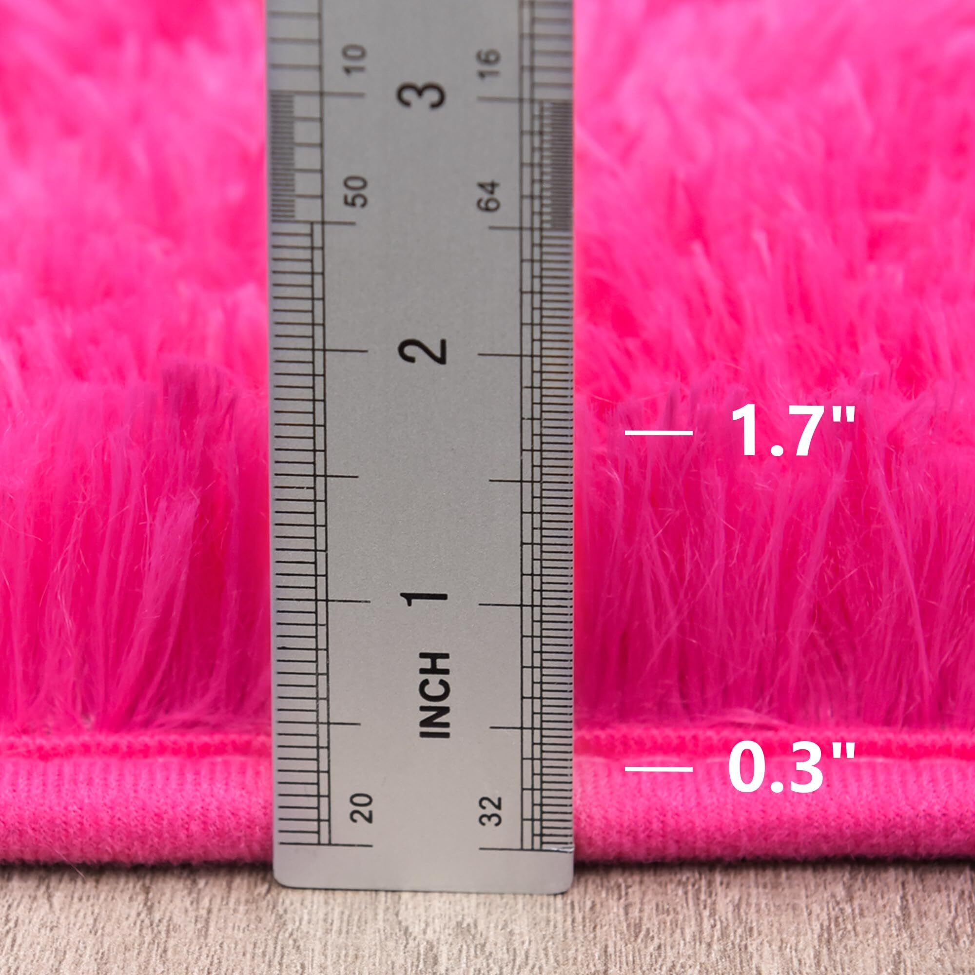 Awaytail Fluffy Rug Washable 4X6 Feet, Hot Pink Fuzzy Rugs For Bedroom Girls, Flame Retardant Plush Shaggy Rug Home Decor