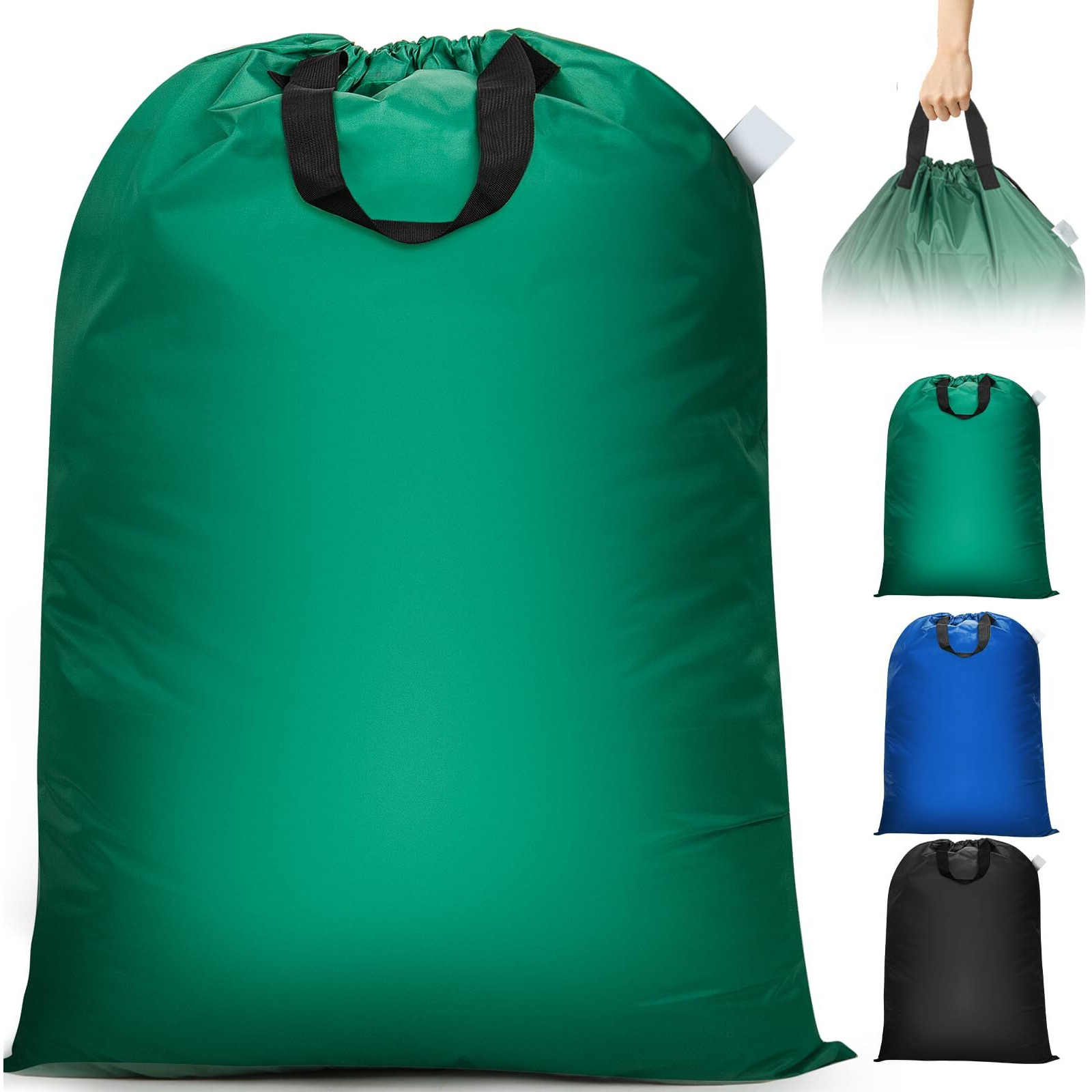 Isink Laundry Bag, 28"" X 40"" Extra Large Heavy Duty Laundry Bag With Handles, Travel Laundry Bag For Dirty Clothes, Laundry Bag For Traveling, Dirty Clothes Travel Bag, Laundry Bag For Camp (Green)