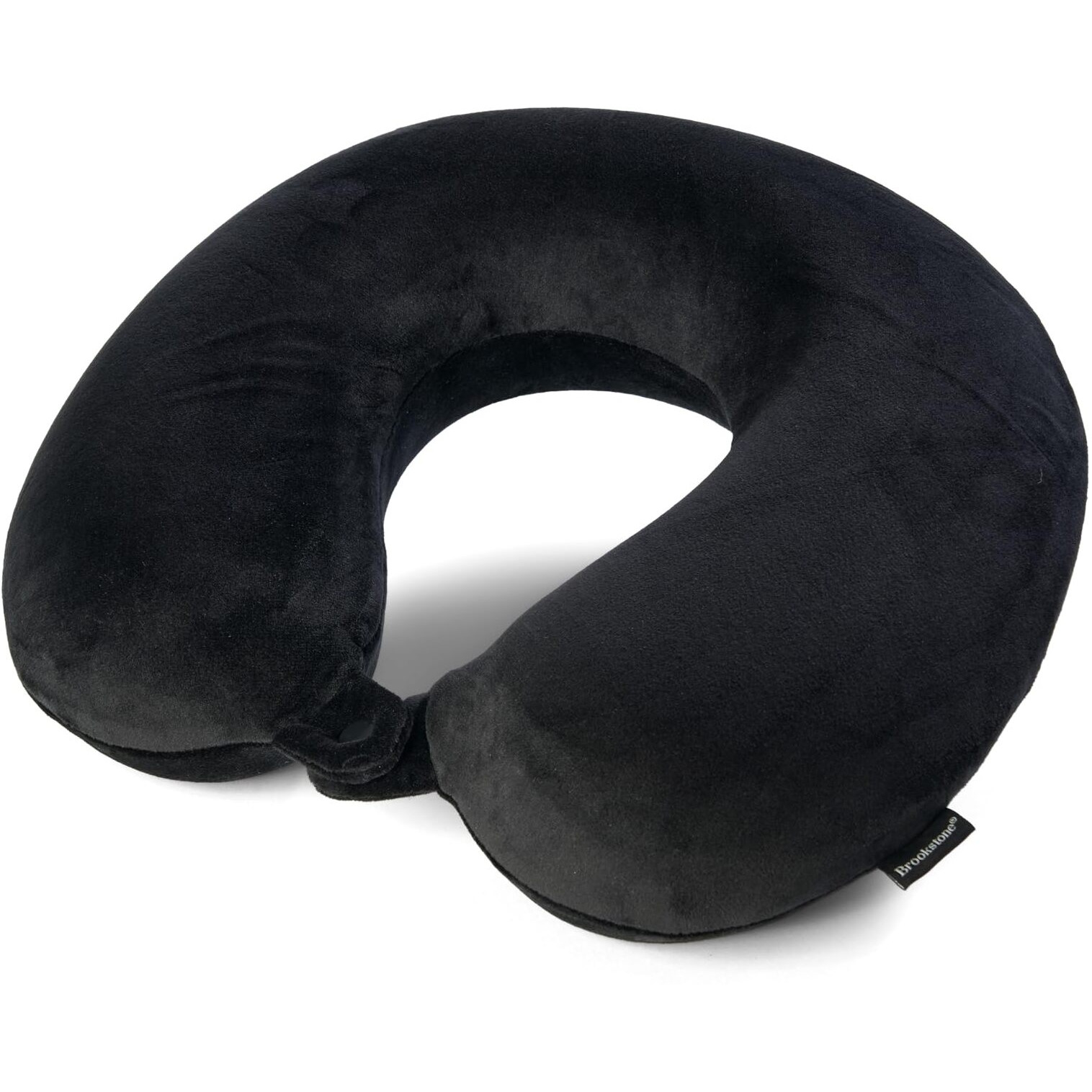Broosktone Travel Neck Pillow - Lightweight Fleece Casing Extra Comfort Memory Foam - U-Shaped Neck Pillow For Travelling, Black