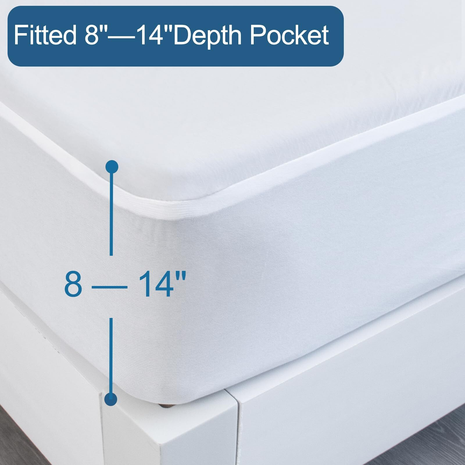 Springspirit Queen Mattress Protector, Queen Size Mattress Cover Protector Waterproof With Deep Pocket Up To 14, Queen Size Bed, Noiseless & Skin-Friendly Queen Fitted Sheet Only, White