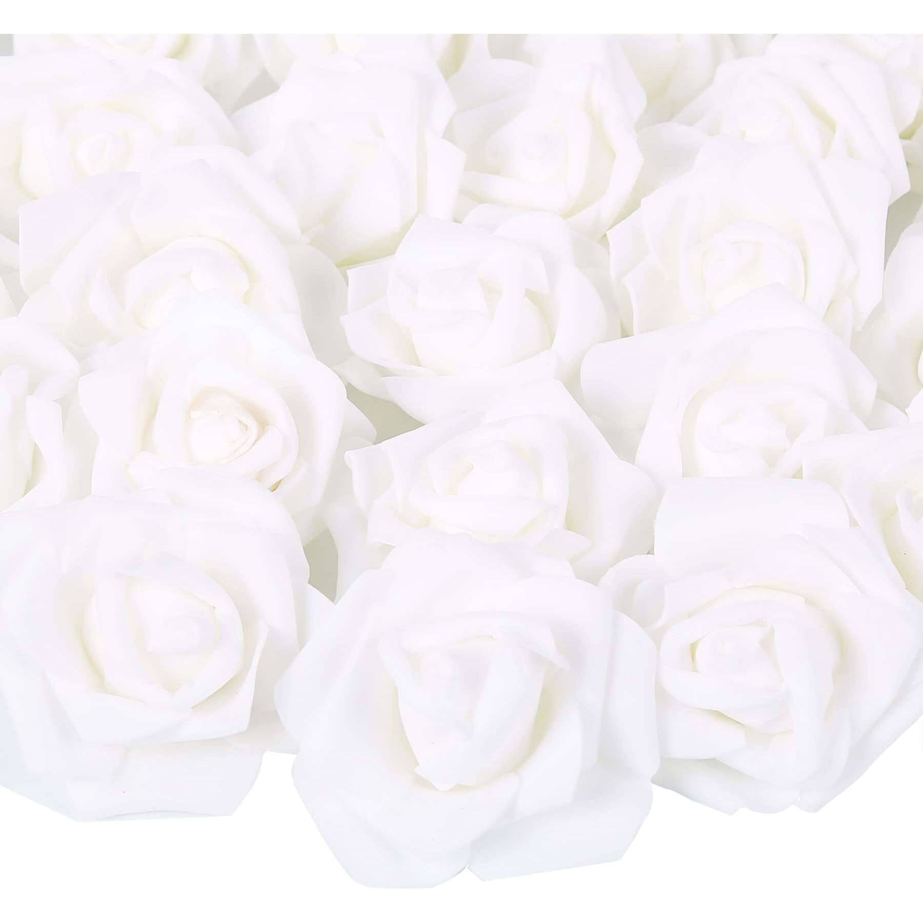 Insunsix Artificial Rose Flower Heads, 100Pcs White Foam Roses Artificial Flower Heads Fake Rose For Diy Wedding Bouquets Centerpieces Arrangements Party Baby Shower Home Decor (Stemless,White)