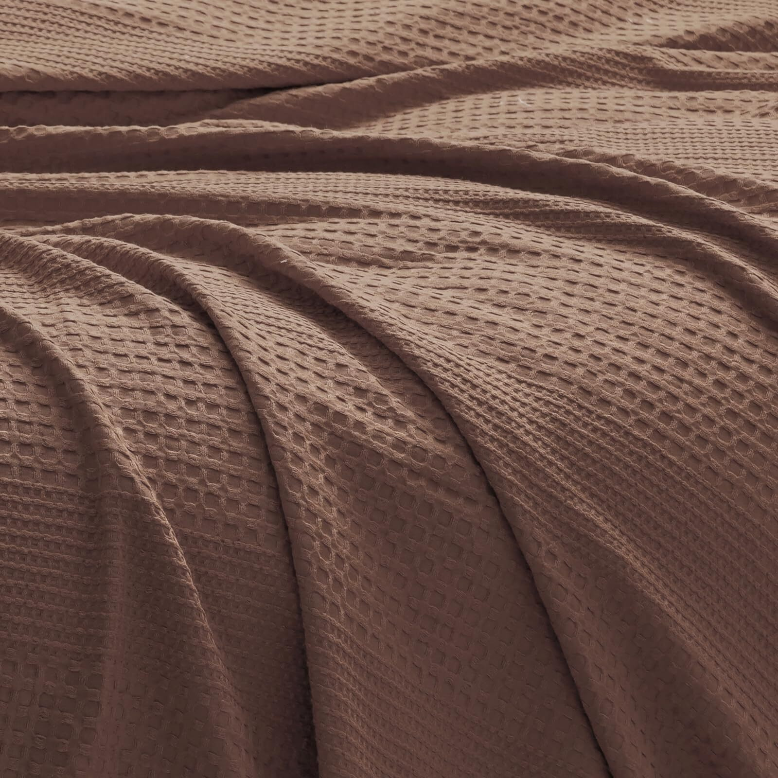 David's Home Ultra Soft Waffle Weave Blanket Queen Size, Lightweight Breathable Durable Skin-Friendly Throw For All Season, Elegant Layering For Home Decor, Couch Bed Sofa Travel,Cocoa Brown,90"" X 90""