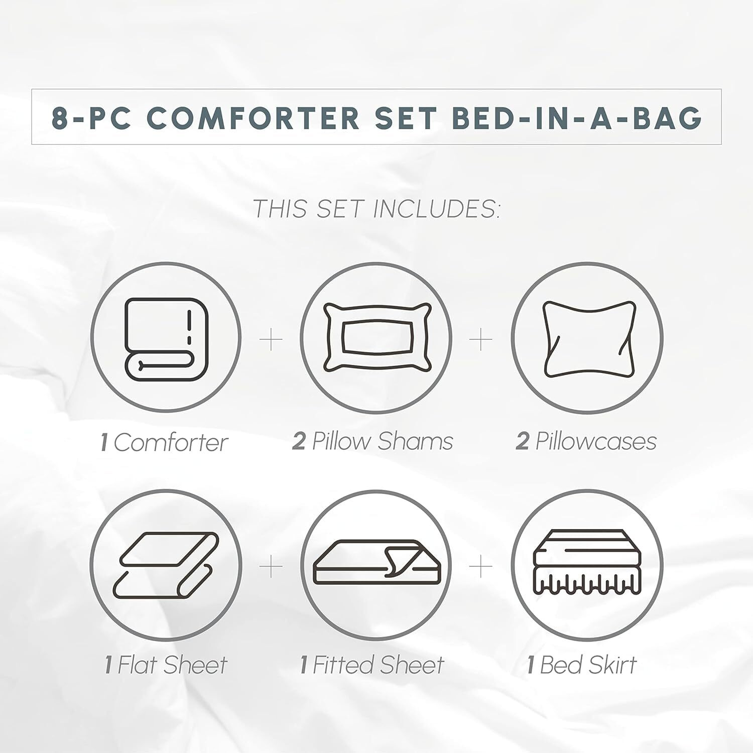 Elegant Comfort Wrinkle Resistant - Silky Soft Dobby Stripe Bed-In-A-Bag 8-Piece Comforter Set - King Chocolate