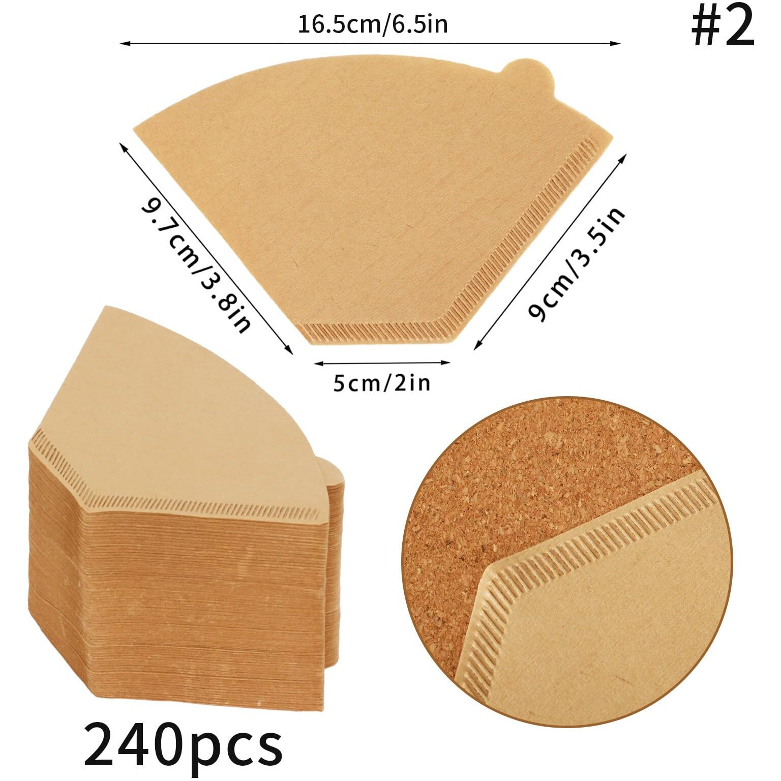 Boardfeb Coffee Filters 2, 240 Count Coffee Filters Natural Unbleached Disposable Coffee Filters 2 Filter Cone Paper For Coffee Makers