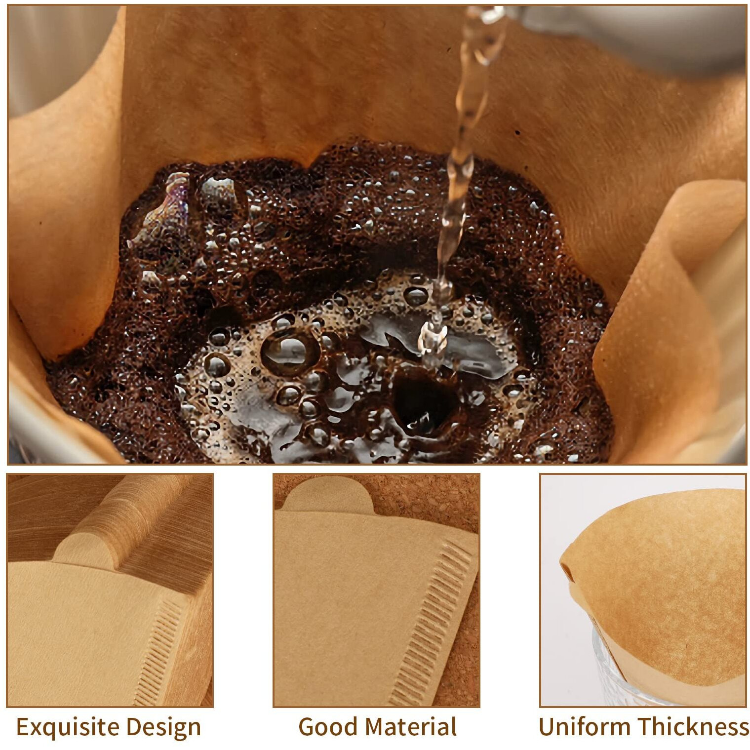 Boardfeb Coffee Filters 2, 240 Count Coffee Filters Natural Unbleached Disposable Coffee Filters 2 Filter Cone Paper For Coffee Makers