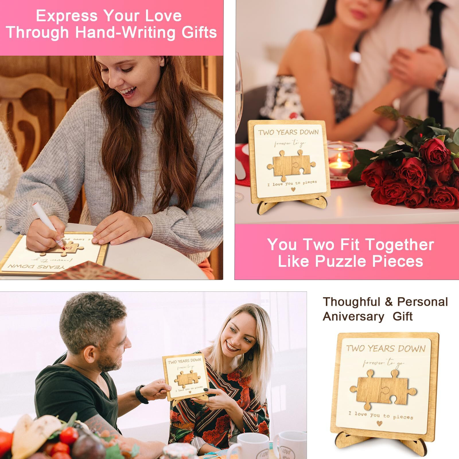 2 Year Anniversary Romantic Gifts For Boyfriend, Girlfriend | Rustic Wooden Keepsake Plaque For Home Decor | Cotton 2Nd Anniversary Wedding Gifts For Him Her, 2Nd Year Anniversary Plaque.