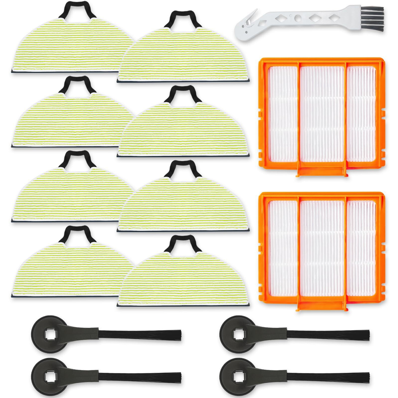8 Mop Pads Replacement Parts For Shark Rv2610Wa Rv2620Wa Rv2410Wd Av2610Wa Ai Ultra 2- In-1 Matrix Clean Robot Vacuum Models Spare Parts Accessories, 8 Mop Pads, 2 Hepa Filter, 4 Side Brushes
